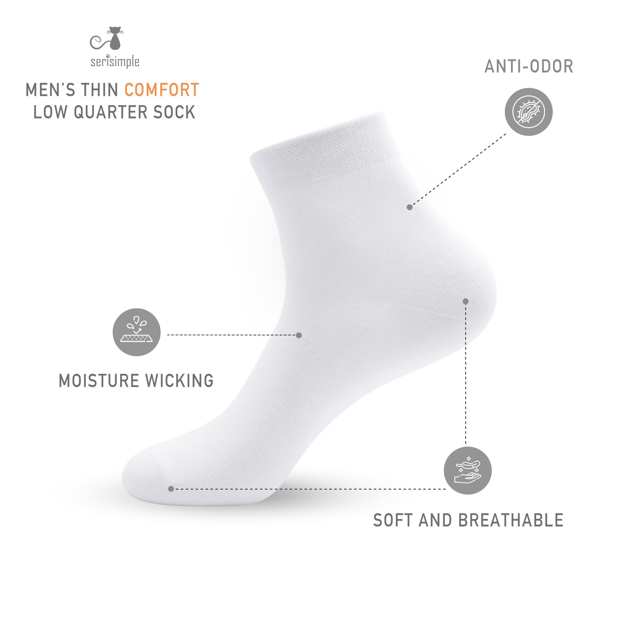 Bamboo Men sock Breathable Sock Low Quarter Thin Ankle Sock Comfort Cool soft Sock 5 Pairs