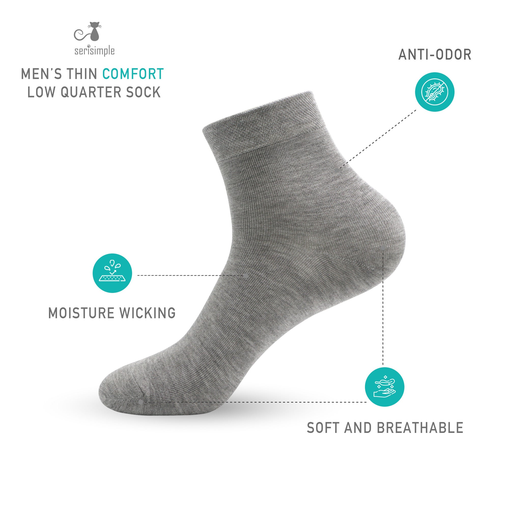 Bamboo Men sock Breathable Sock Low Quarter Thin Ankle Sock Comfort Cool soft Sock 5 Pairs