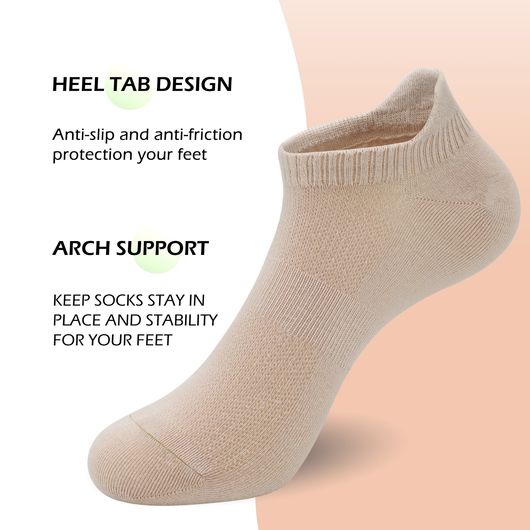 Women Ultra Thin Socks Bamboo Low Cut No Show Ventilating Low Ankle Anti Odor Arch Support Mesh Socks 5 Pairs