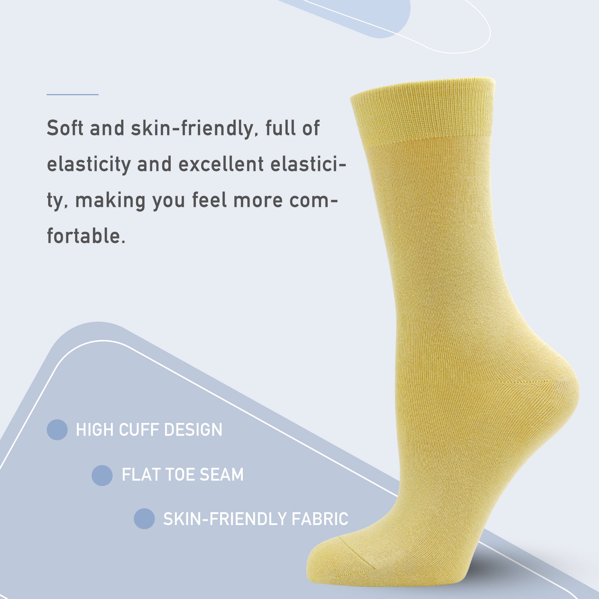 Women's Soft Thin Bamboo Crew Socks, Fit Stretchy Casual, Business, Dress Calf Sock 5 Pairs