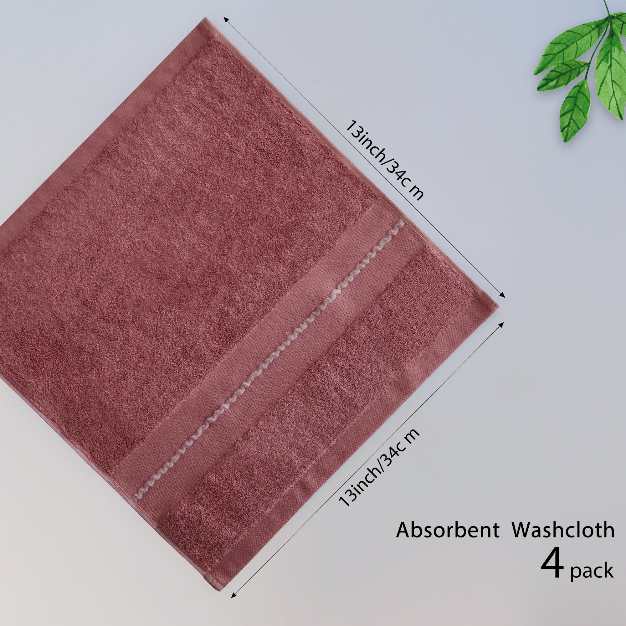 Premium Viscose Bamboo Washcloth Set - Pack of 4, 13x13 in Soft and Absorbent, Durable and Comfortable, Suitable for Body & Face, Baby and Adults