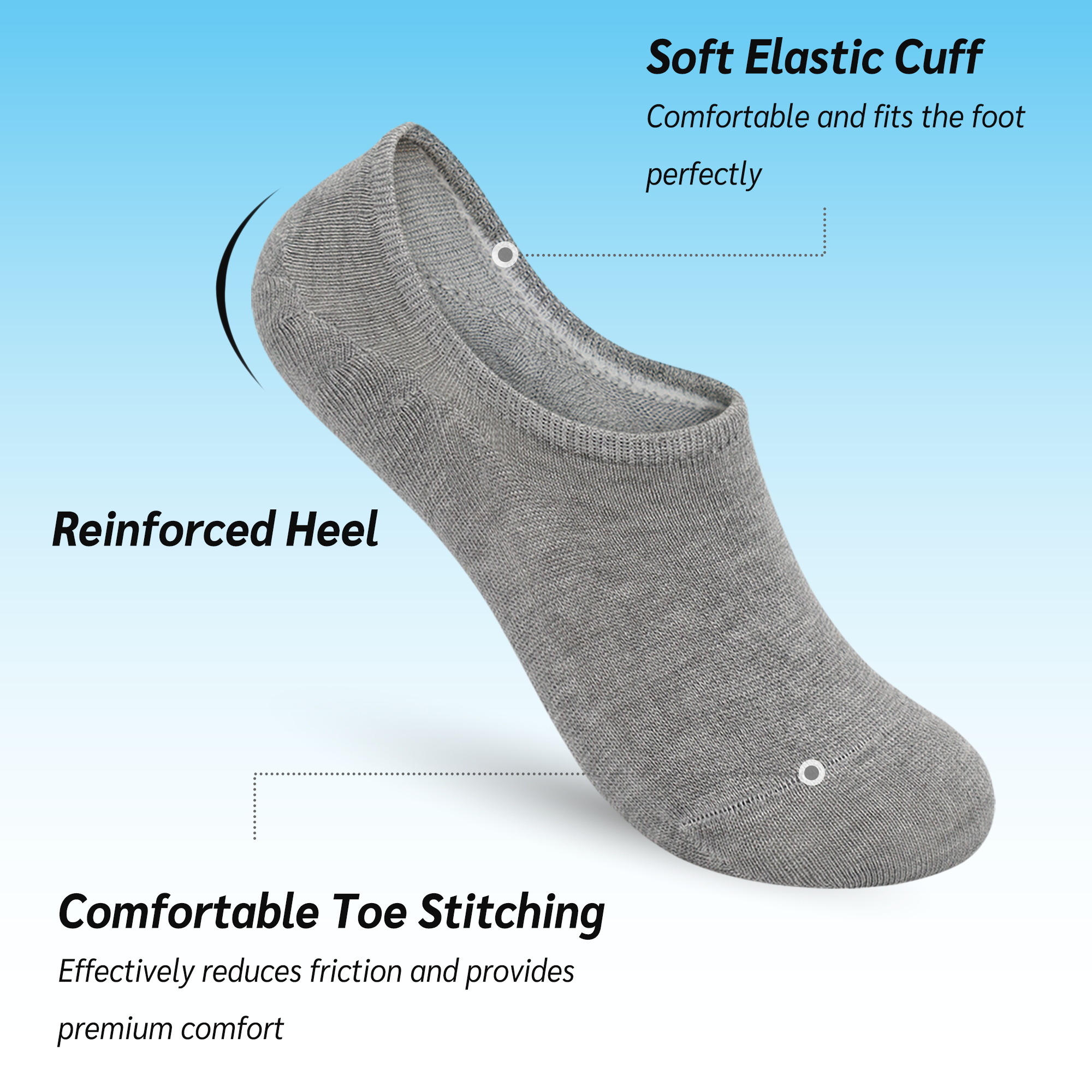 Low Cut Thin Womens Viscose Bamboo Socks No Show Invisible Non Slip with Grips Lightweight Liner Flats 6 Pairs