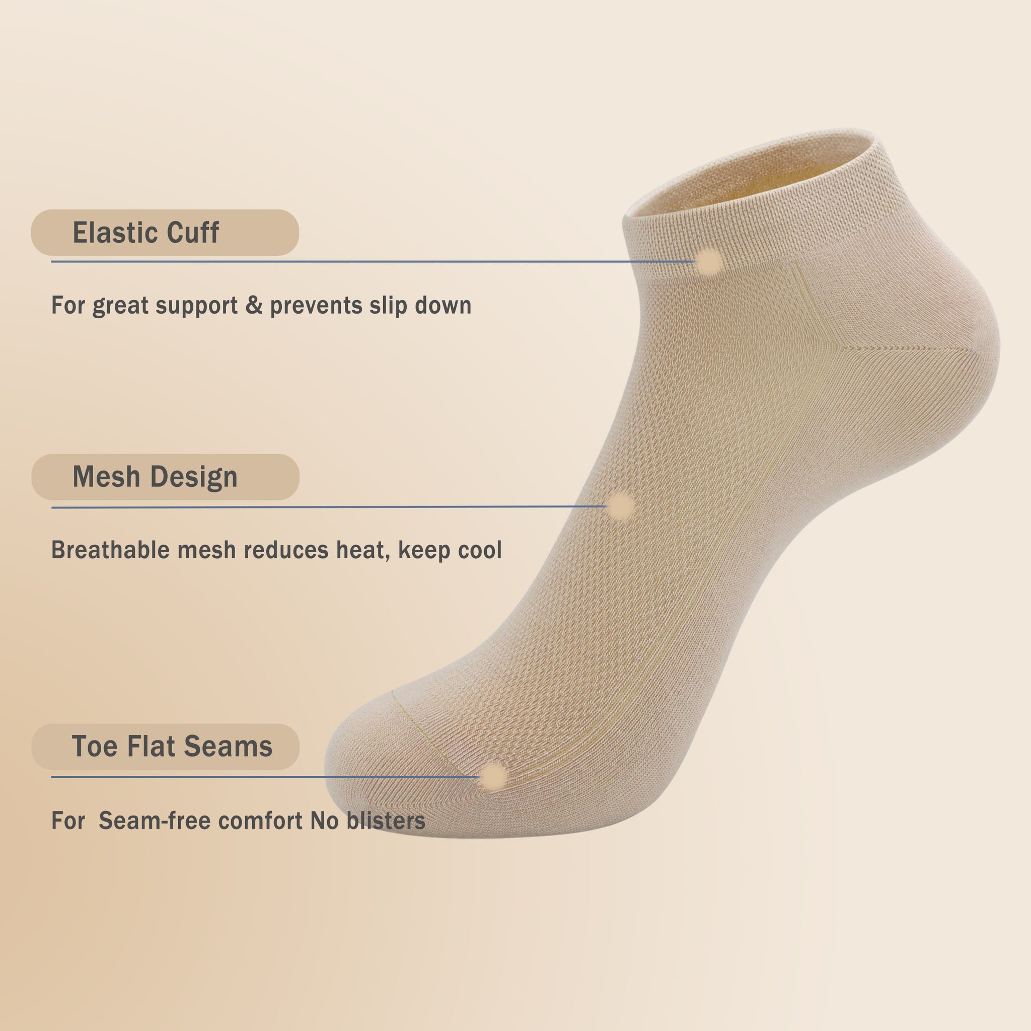 Women Mesh Ankle Socks Bamboo Summer Cool Socks Soft Ultra Thin Low Cut Sock 5 Pairs, 4-8/9-11