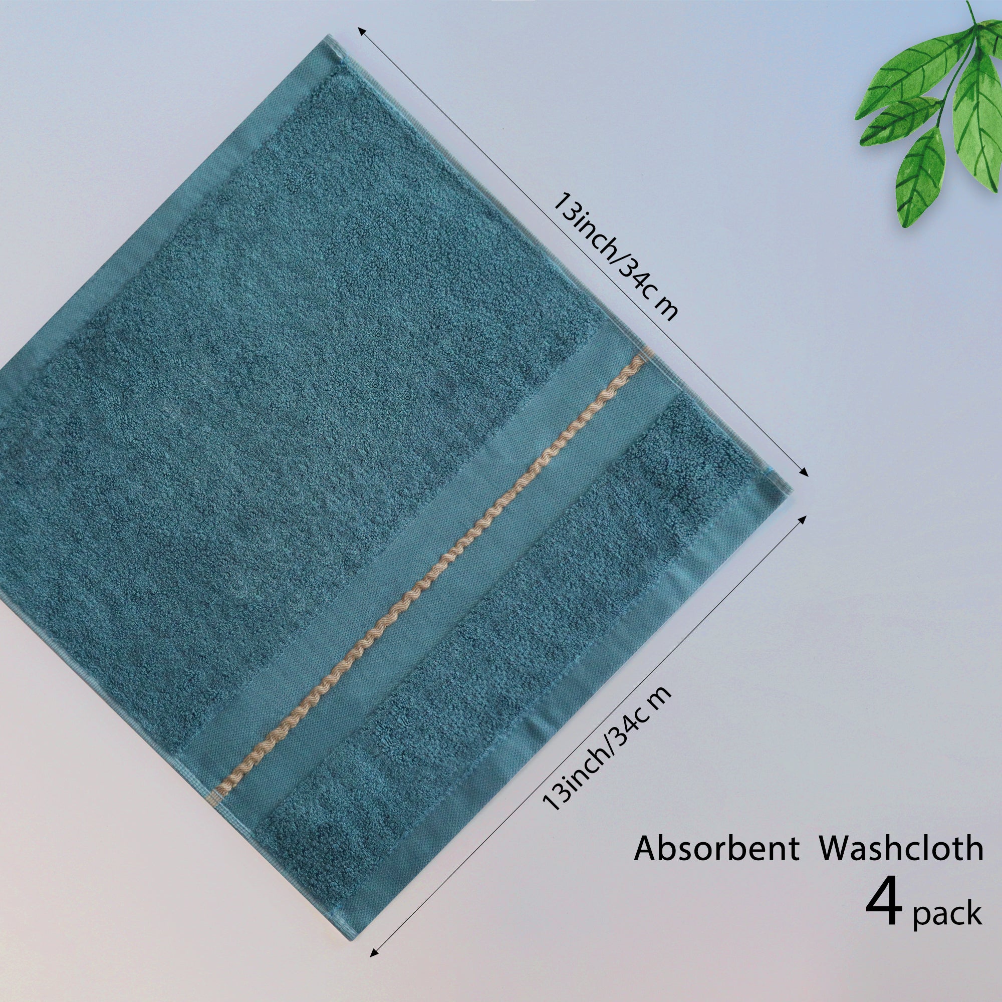 Premium Viscose Bamboo Washcloth Set - Pack of 4, 13x13 in Soft and Absorbent, Durable and Comfortable, Suitable for Body & Face, Baby and Adults