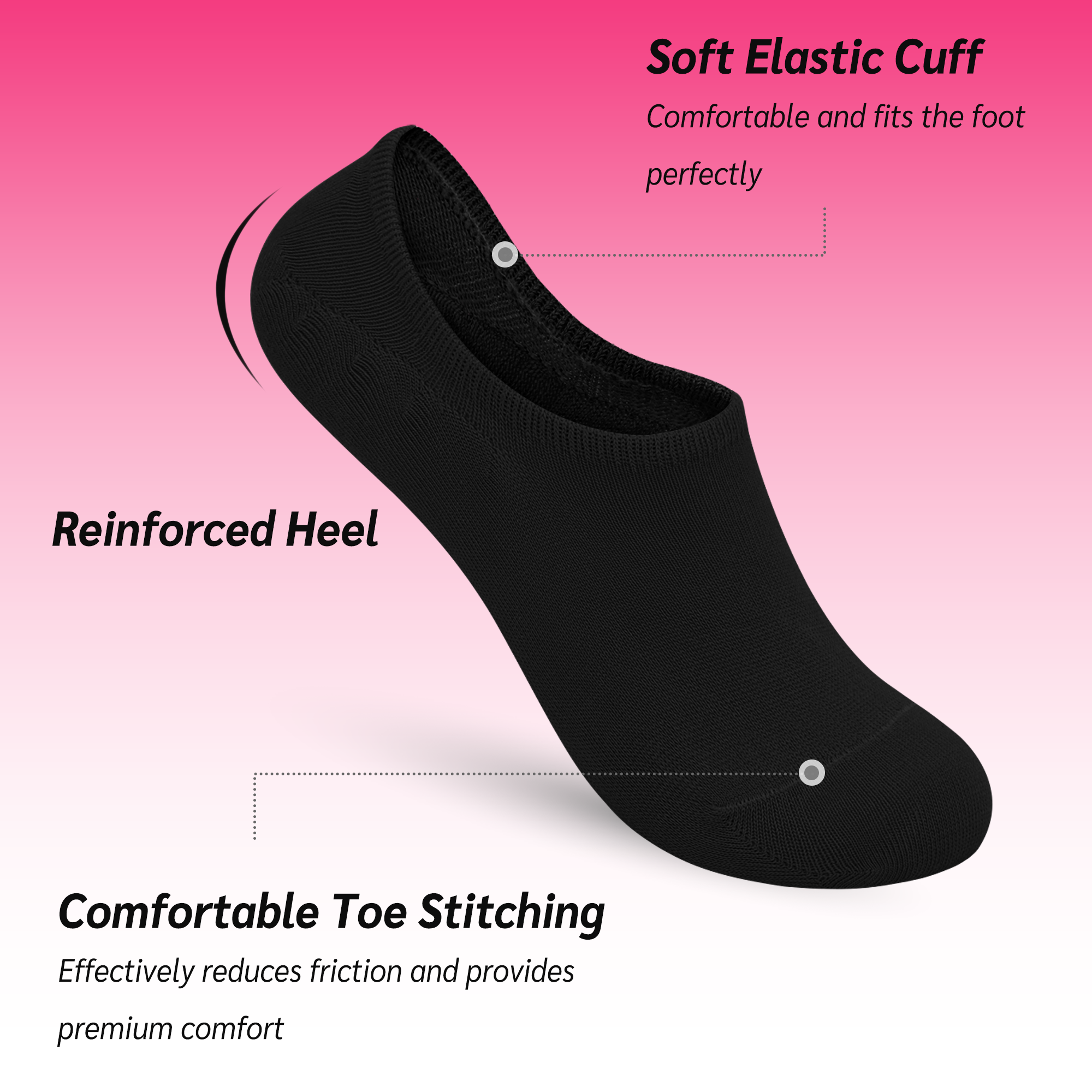 Low Cut Thin Womens Viscose Bamboo Socks No Show Invisible Non Slip with Grips Lightweight Liner Flats 6 Pairs