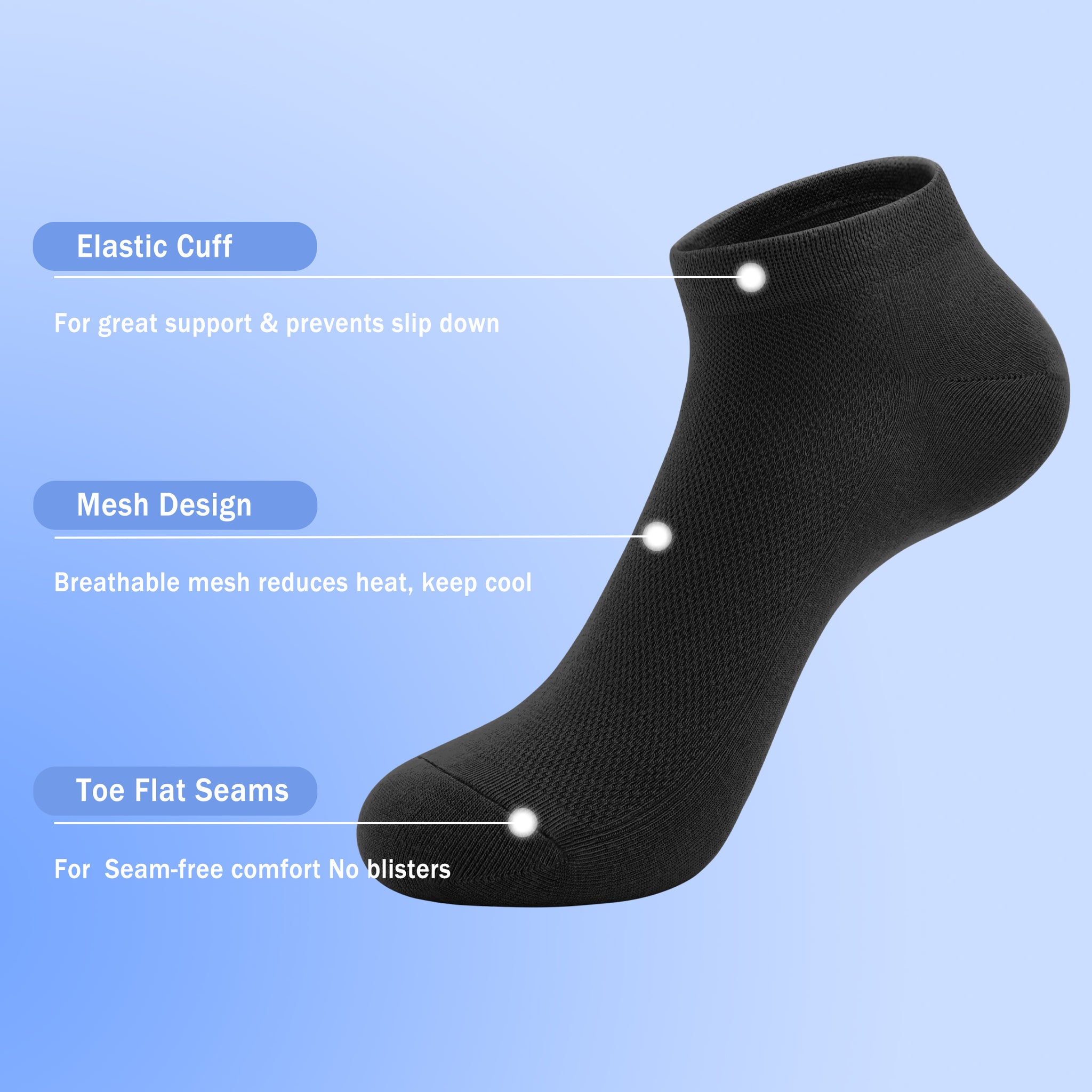 Women Mesh Ankle Socks Bamboo Summer Cool Socks Soft Ultra Thin Low Cut Sock 5 Pairs,4-8/9-11
