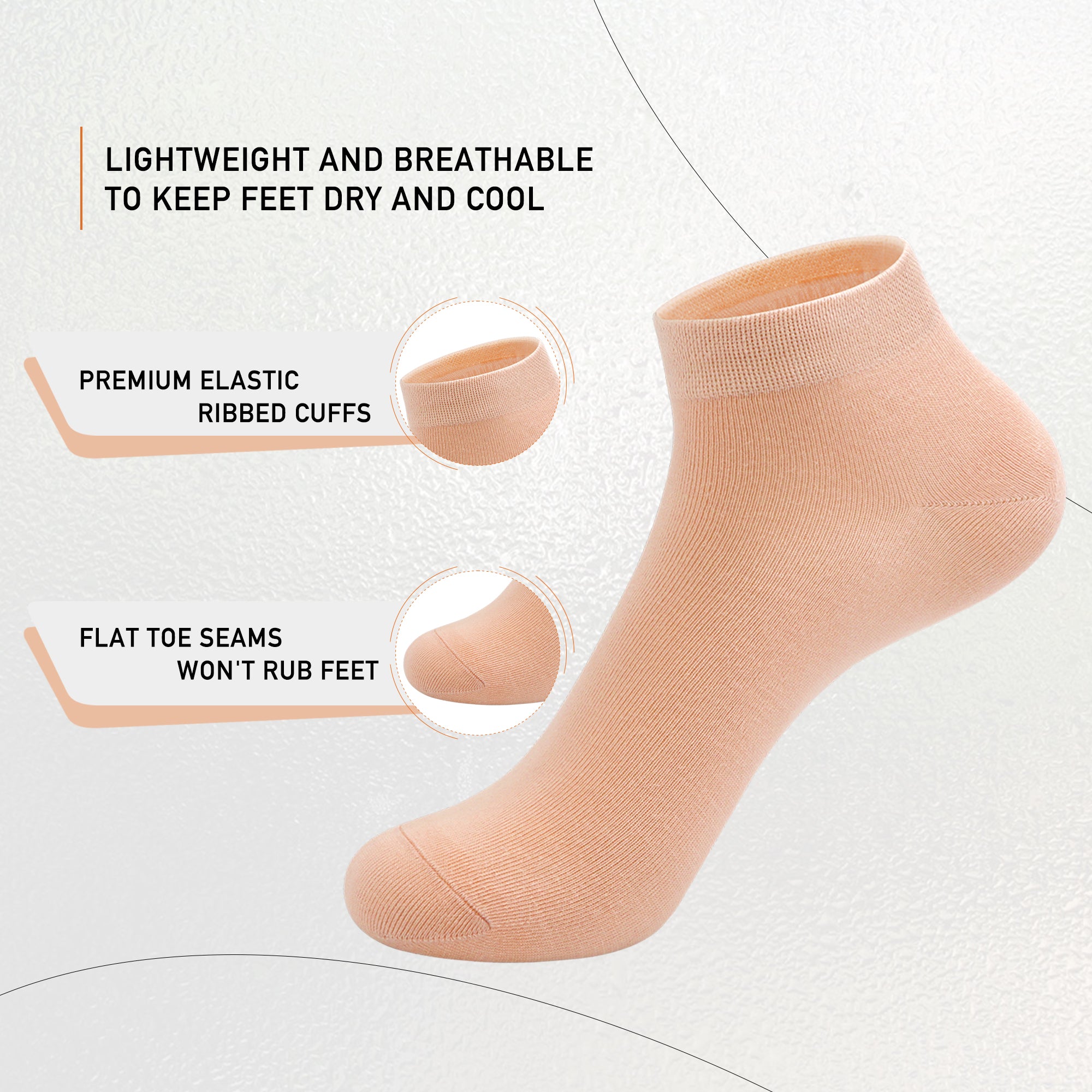 Women Bamboo Ankle Socks Low Cut Thin Sock Lightweight Pastal Color Soft Sock 5 Pairs