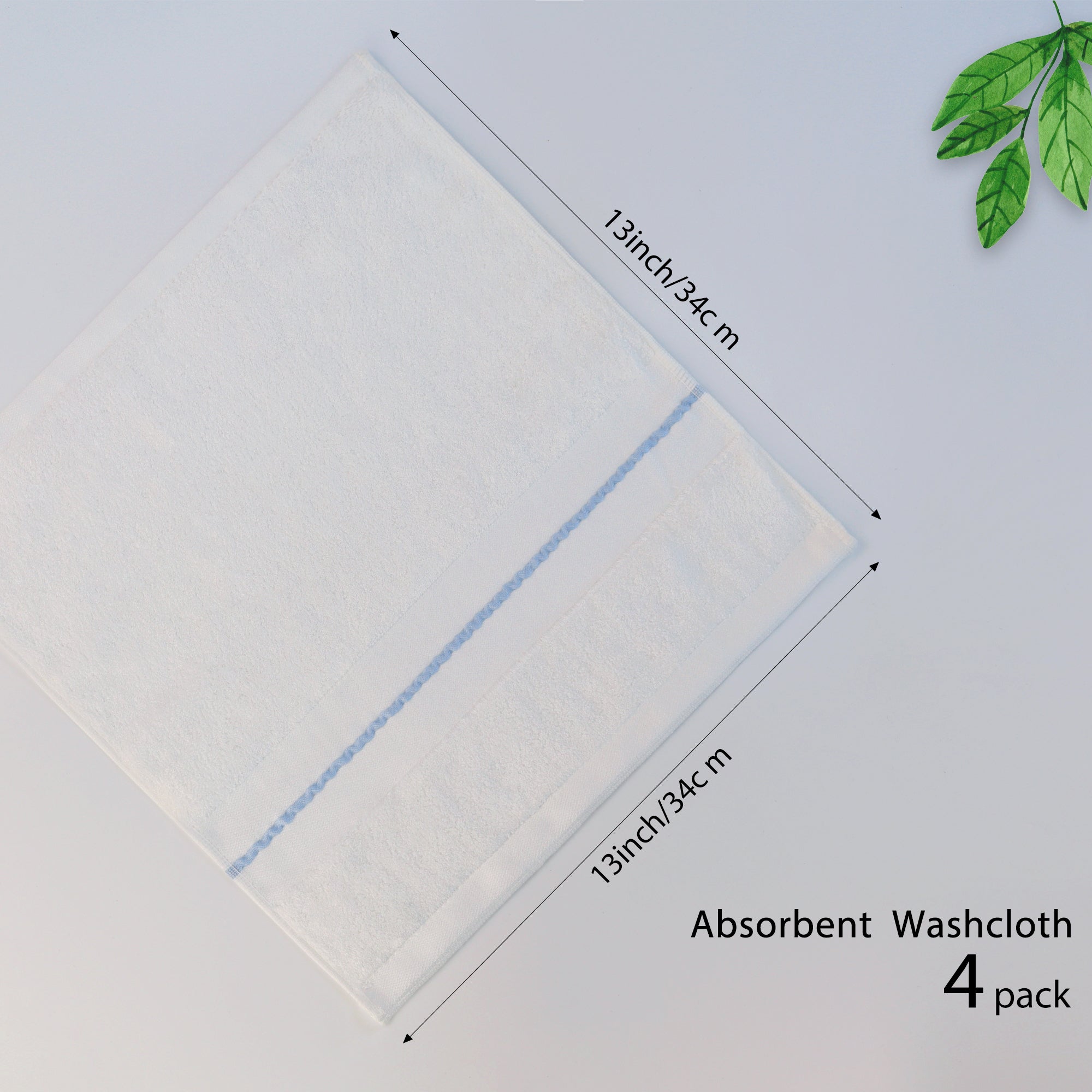 Premium Viscose Bamboo Washcloth Set - Pack of 4, 13x13 in Soft and Absorbent, Durable and Comfortable, Suitable for Body & Face, Baby and Adults