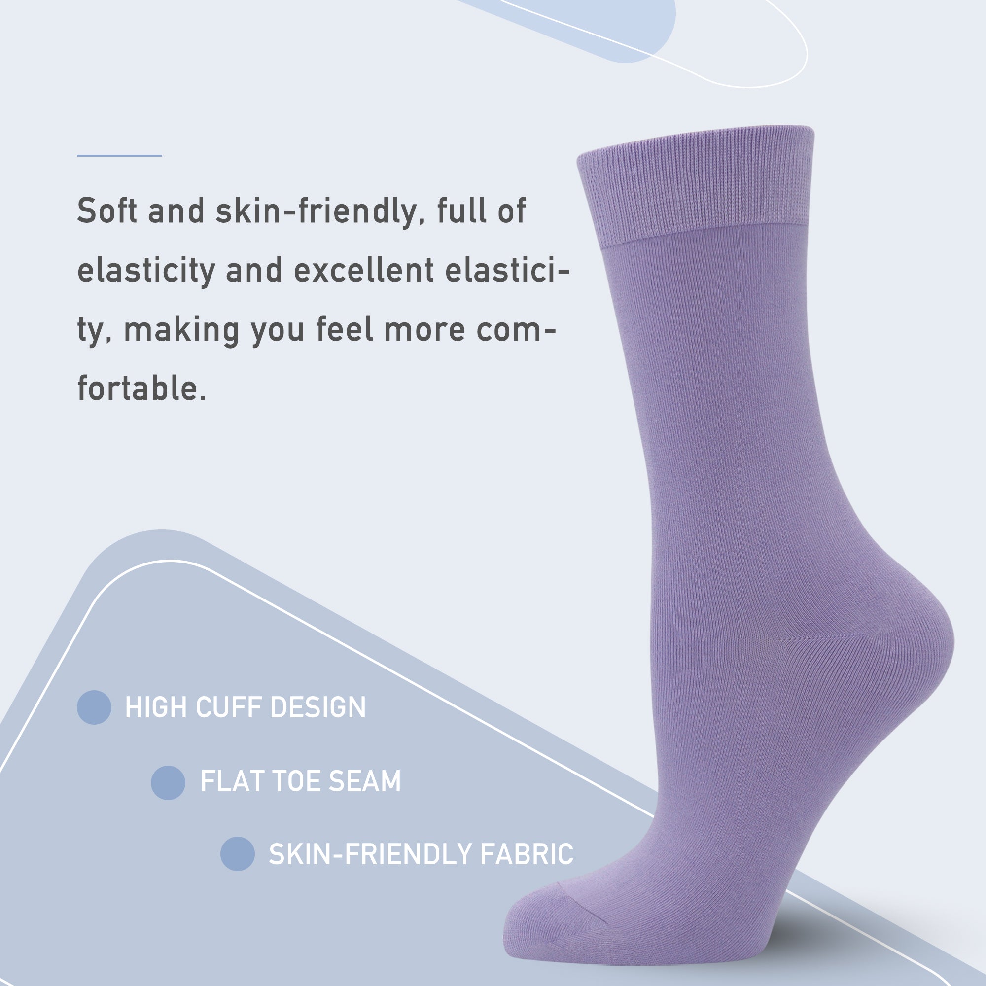 Women's Soft Thin Bamboo Crew Socks, Fit Stretchy Casual, Business, Dress Calf Sock 5 Pairs