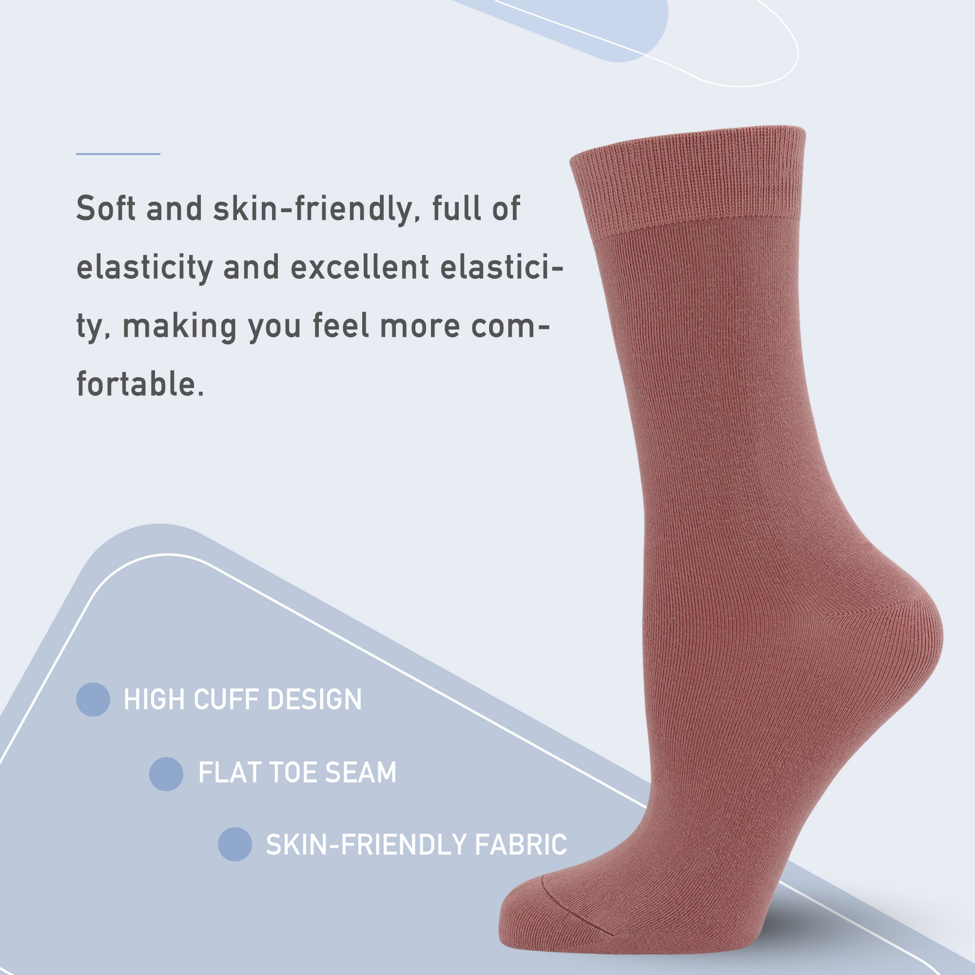 Women's Soft Thin Bamboo Crew Socks, Fit Stretchy Casual, Business, Dress Calf Sock 5 Pairs