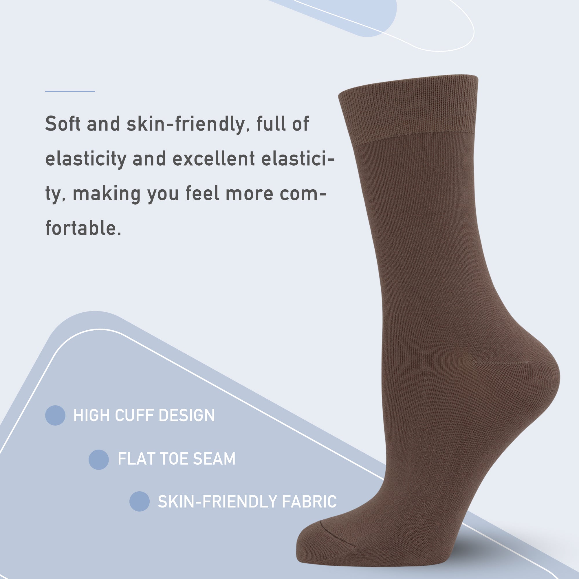Women's Soft Thin Bamboo Crew Socks, Fit Stretchy Casual, Business, Dress Calf Sock 5 Pairs