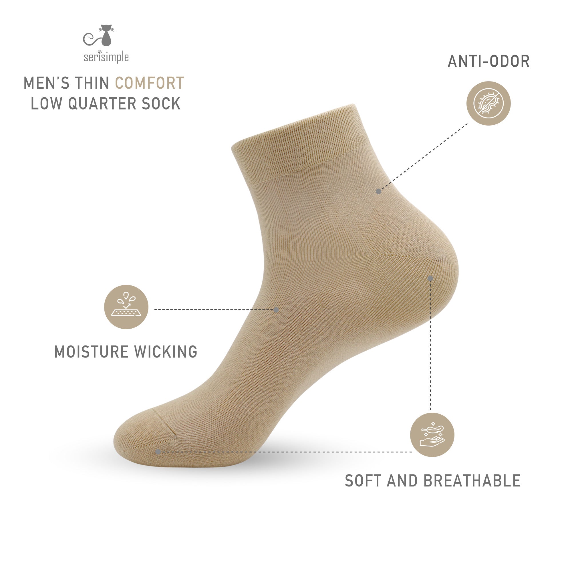 Bamboo Men sock Breathable Sock Low Quarter Thin Ankle Sock Comfort Cool soft Sock 5 Pairs