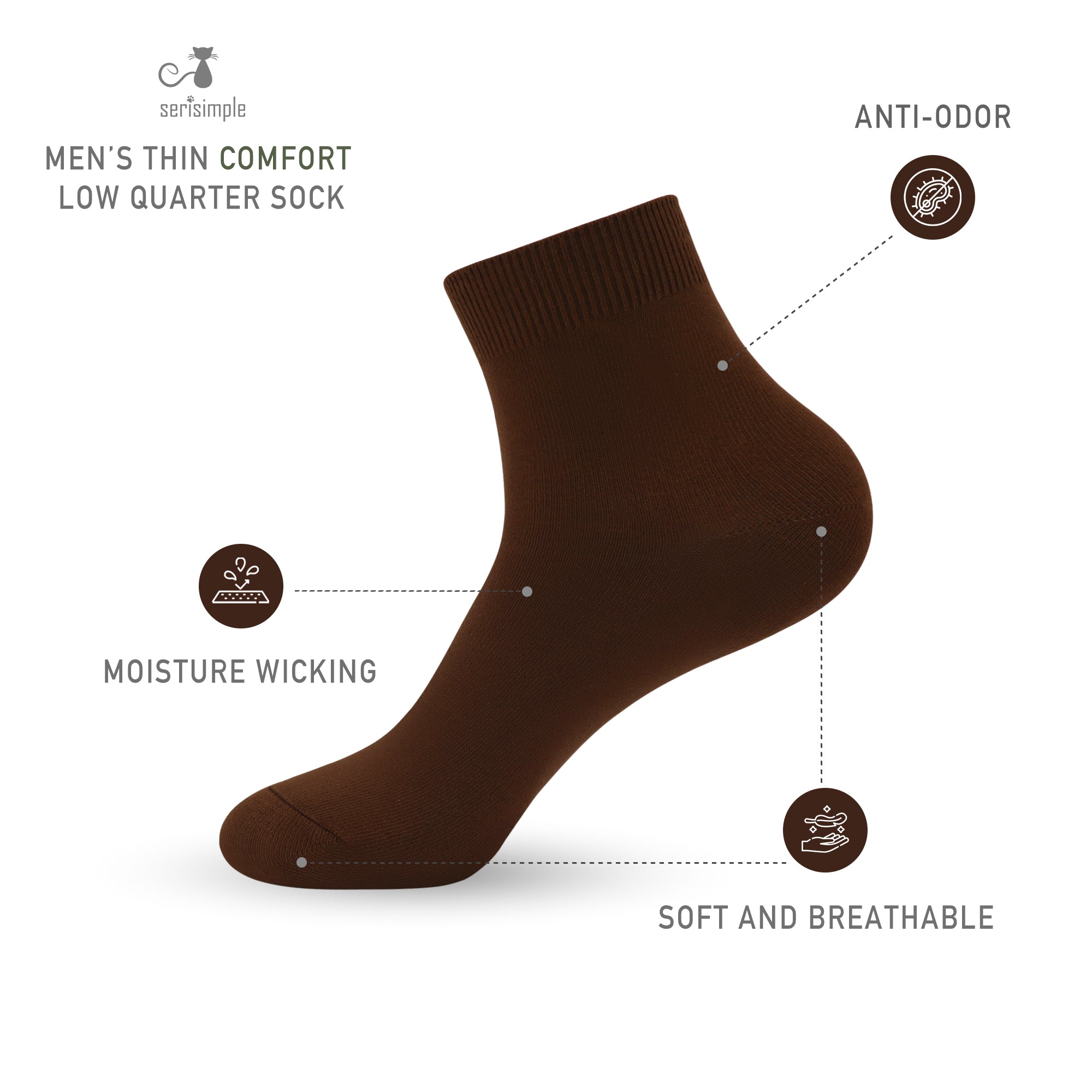 Bamboo Men sock Breathable Sock Low Quarter Thin Ankle Sock Comfort Cool soft Sock 5 Pairs