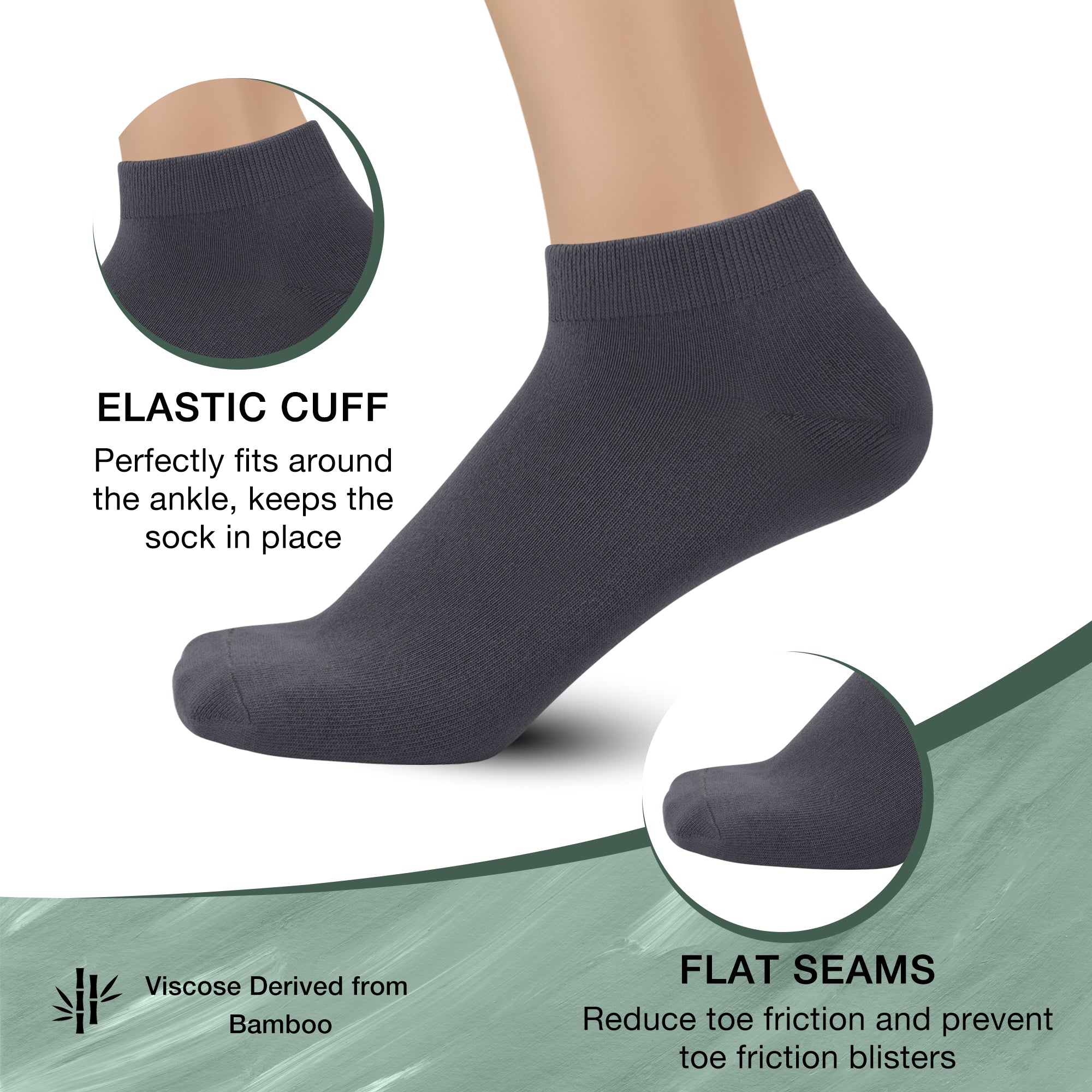 Bamboo Ankle Socks Men Ankle length athletic sock Comfort Cool softy Low Cut Sock