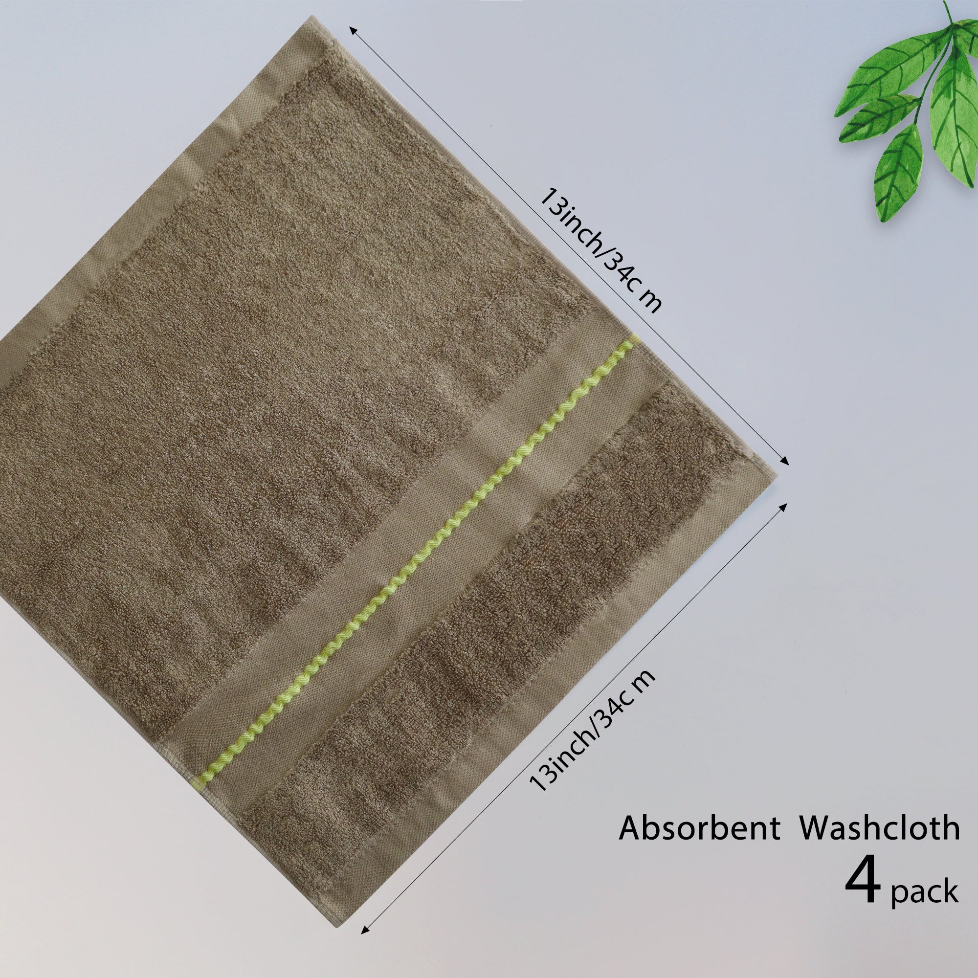 Premium Viscose Bamboo Washcloth Set - Pack of 4, 13x13 in Soft and Absorbent, Durable and Comfortable, Suitable for Body & Face, Baby and Adults