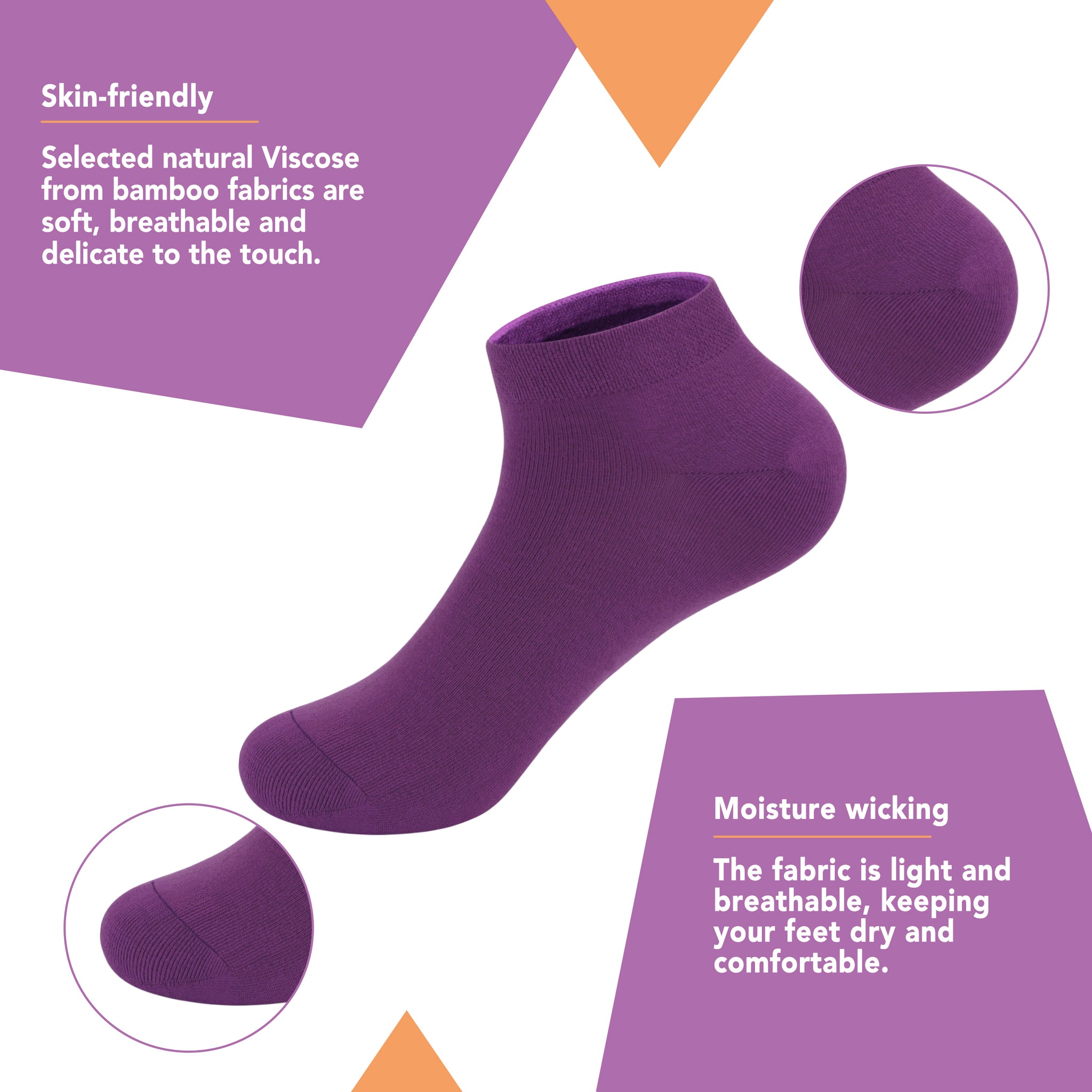 Bamboo School Socks Ankle Super Soft School Kids Socks Stretch Cuffs Athletic Socks Odor Resistant Anti-odor 5 Pairs