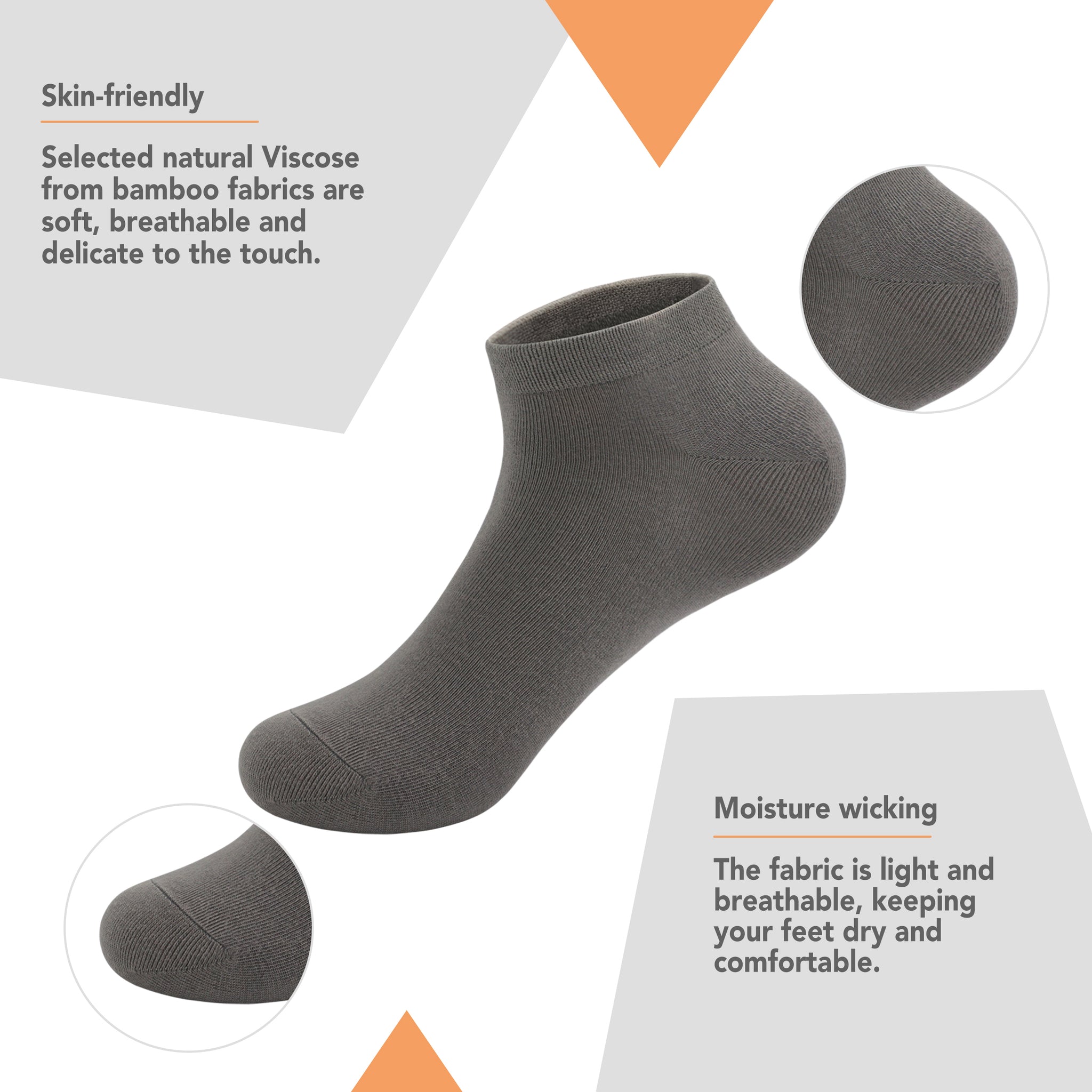 Bamboo School Socks Ankle Super Soft School Kids Socks Stretch Cuffs Athletic Socks Odor Resistant Anti-odor 5 Pairs
