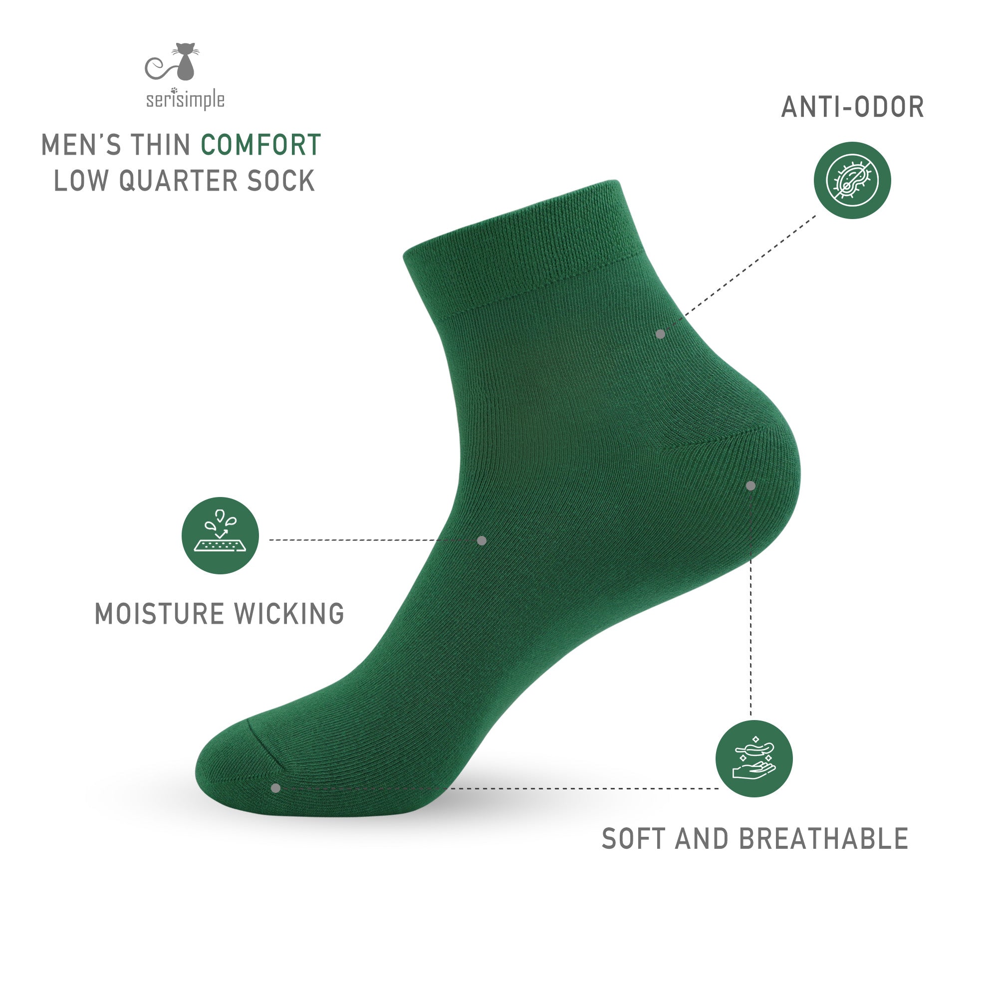 Bamboo Men sock Breathable Sock Low Quarter Thin Ankle Sock Comfort Cool soft Sock 5 Pairs