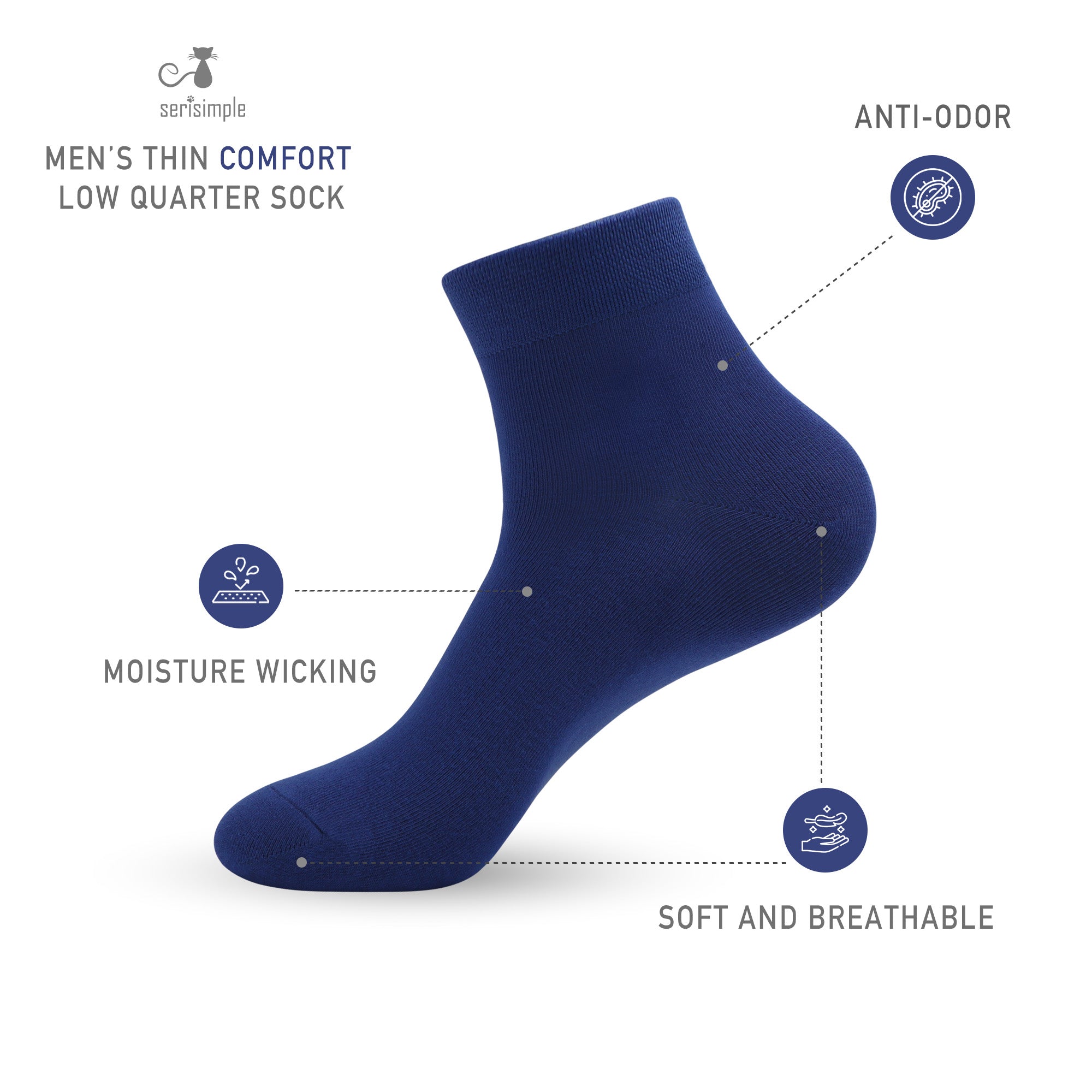 Bamboo Men sock Breathable Sock Low Quarter Thin Ankle Sock Comfort Cool soft Sock 5 Pairs