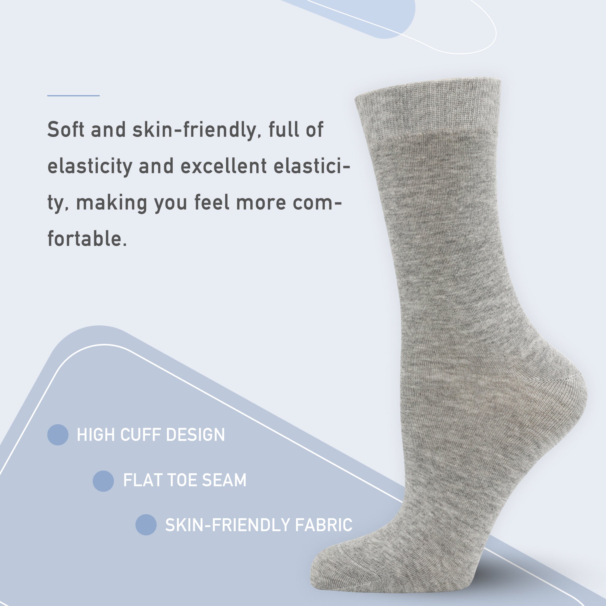 Women's Soft Thin Bamboo Crew Socks, Fit Stretchy Casual, Business, Dress Calf Sock 5 Pairs