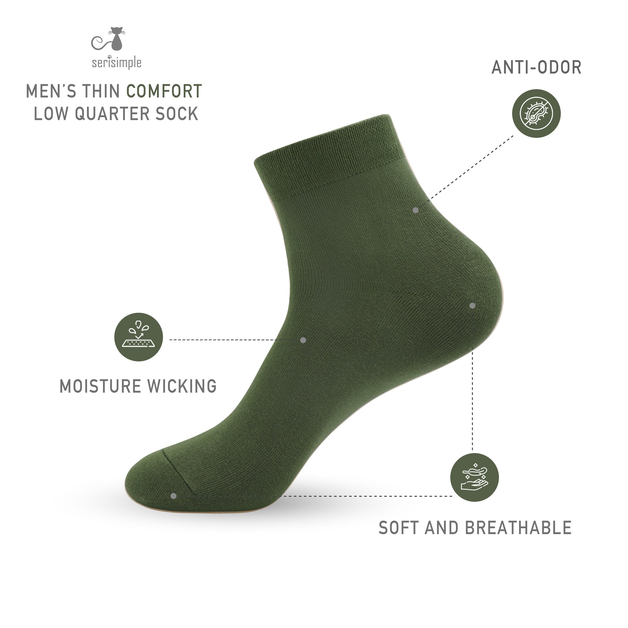 Bamboo Men sock Breathable Sock Low Quarter Thin Ankle Sock Comfort Cool soft Sock 5 Pairs