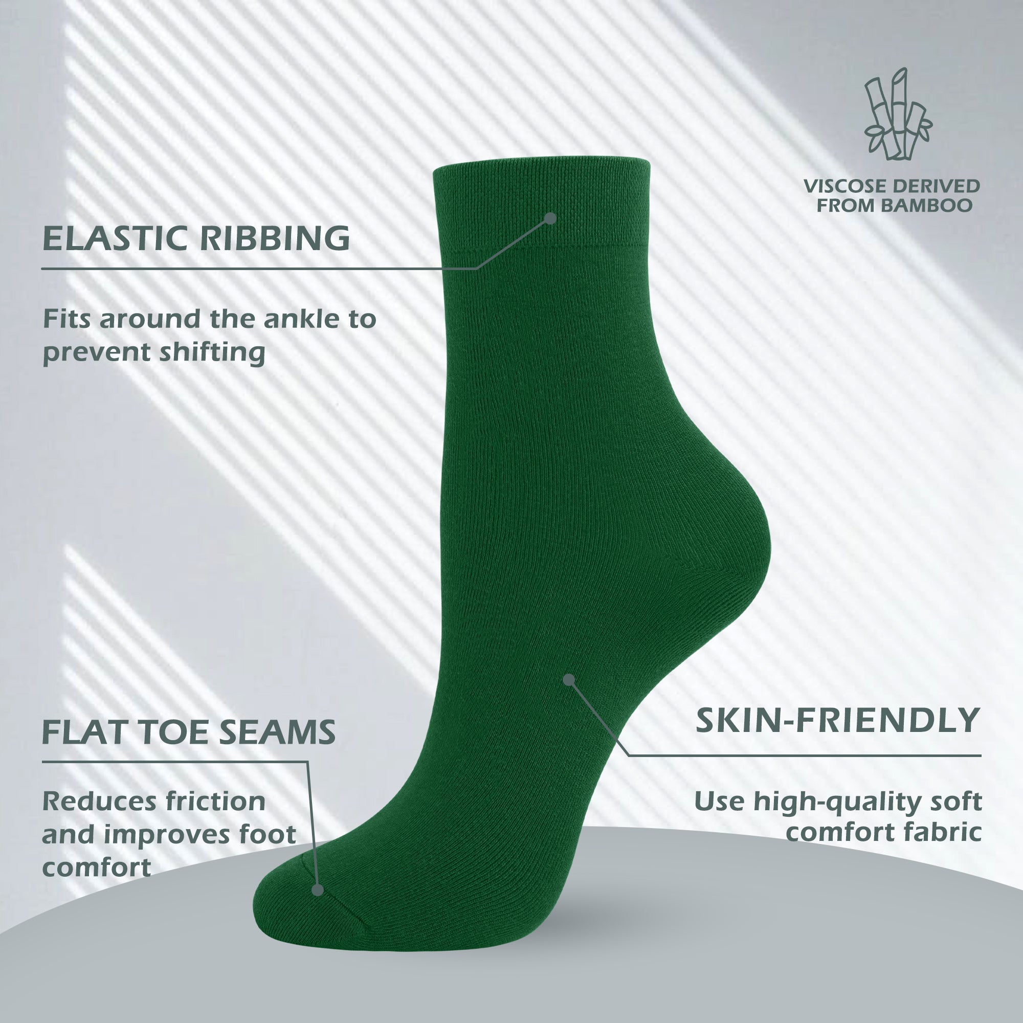 SERISIMPLE Women Ankle Socks Bamboo Crew Thin Ankle Height Boot Lightweight Color Anti Odor Soft Breathable Sock 5 Pairs
