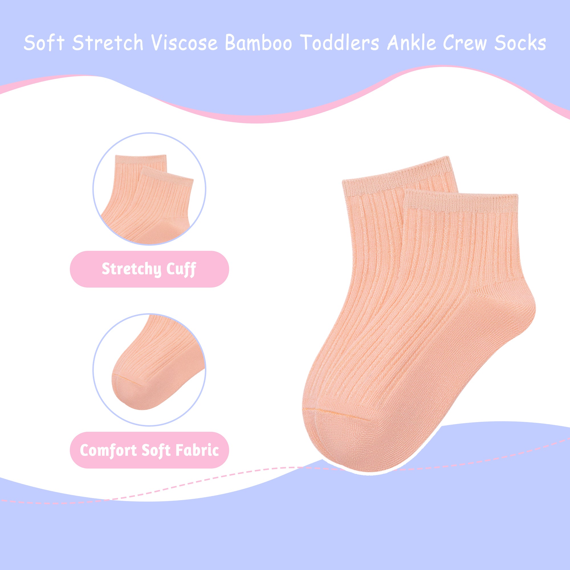 Viscose Bamboo Unisex Baby Boy Girl Socks Toddlers Ankle Crew Thin Soft Socks Stretch Breathable Newborn 5 Pairs