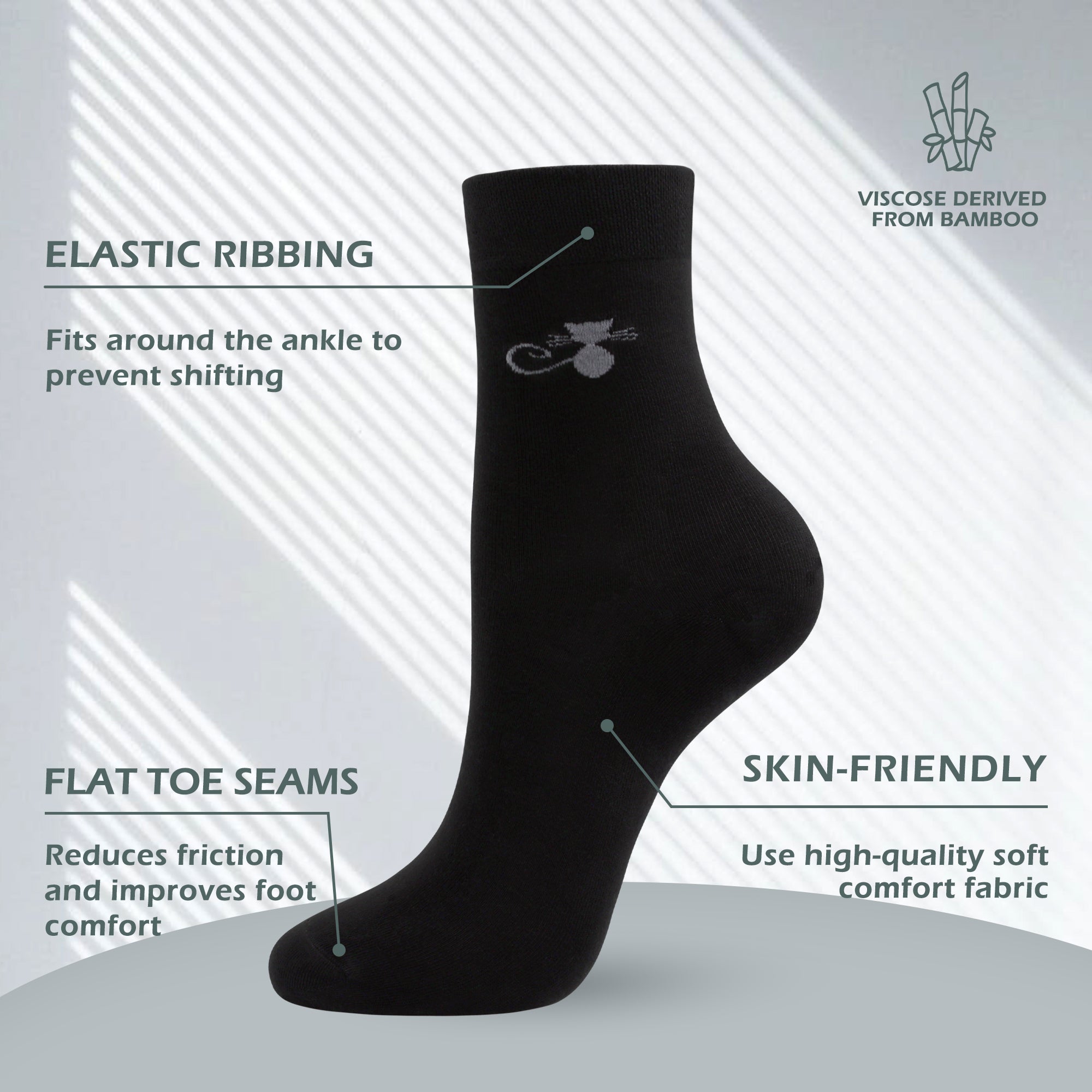 SERISIMPLE Women Ankle Socks Bamboo Crew Thin Ankle Height Boot Lightweight Color Anti Odor Soft Breathable Sock 5 Pairs