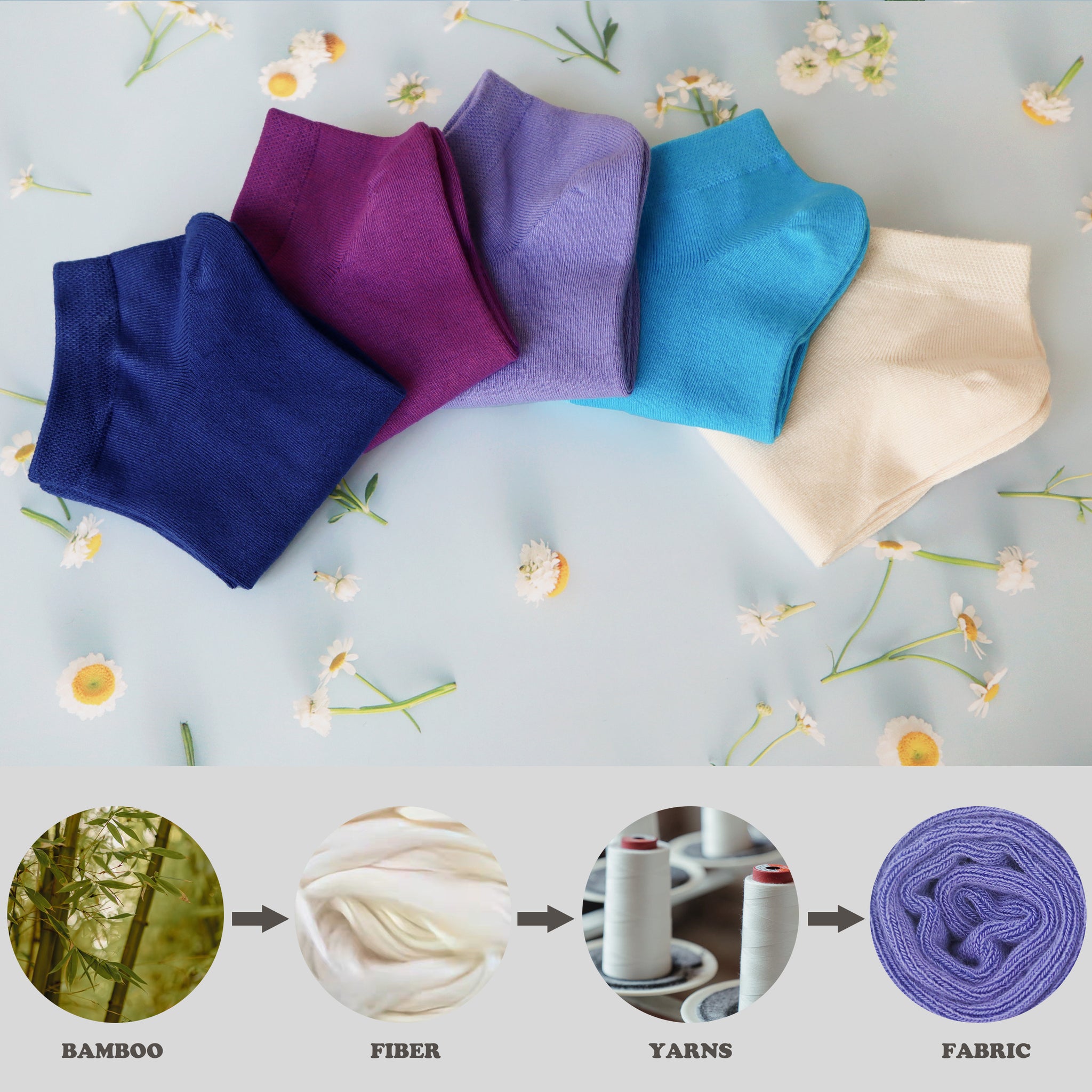 Bamboo School Socks Ankle Super Soft School Kids Socks Stretch Cuffs Athletic Socks Odor Resistant Anti-odor 5 Pairs