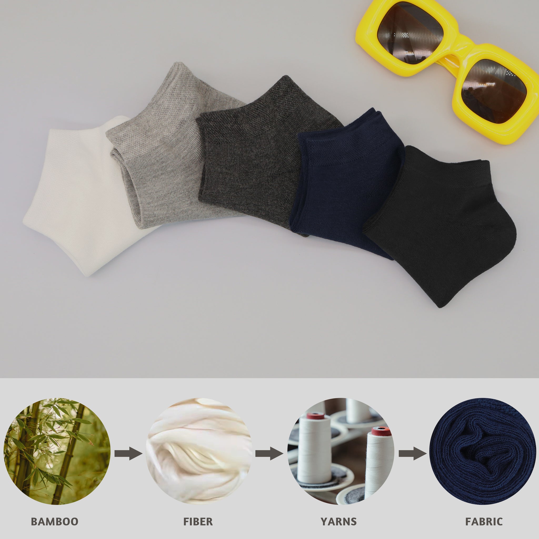 Bamboo School Socks Ankle Super Soft School Kids Socks Stretch Cuffs Athletic Socks Odor Resistant Anti-odor 5 Pairs