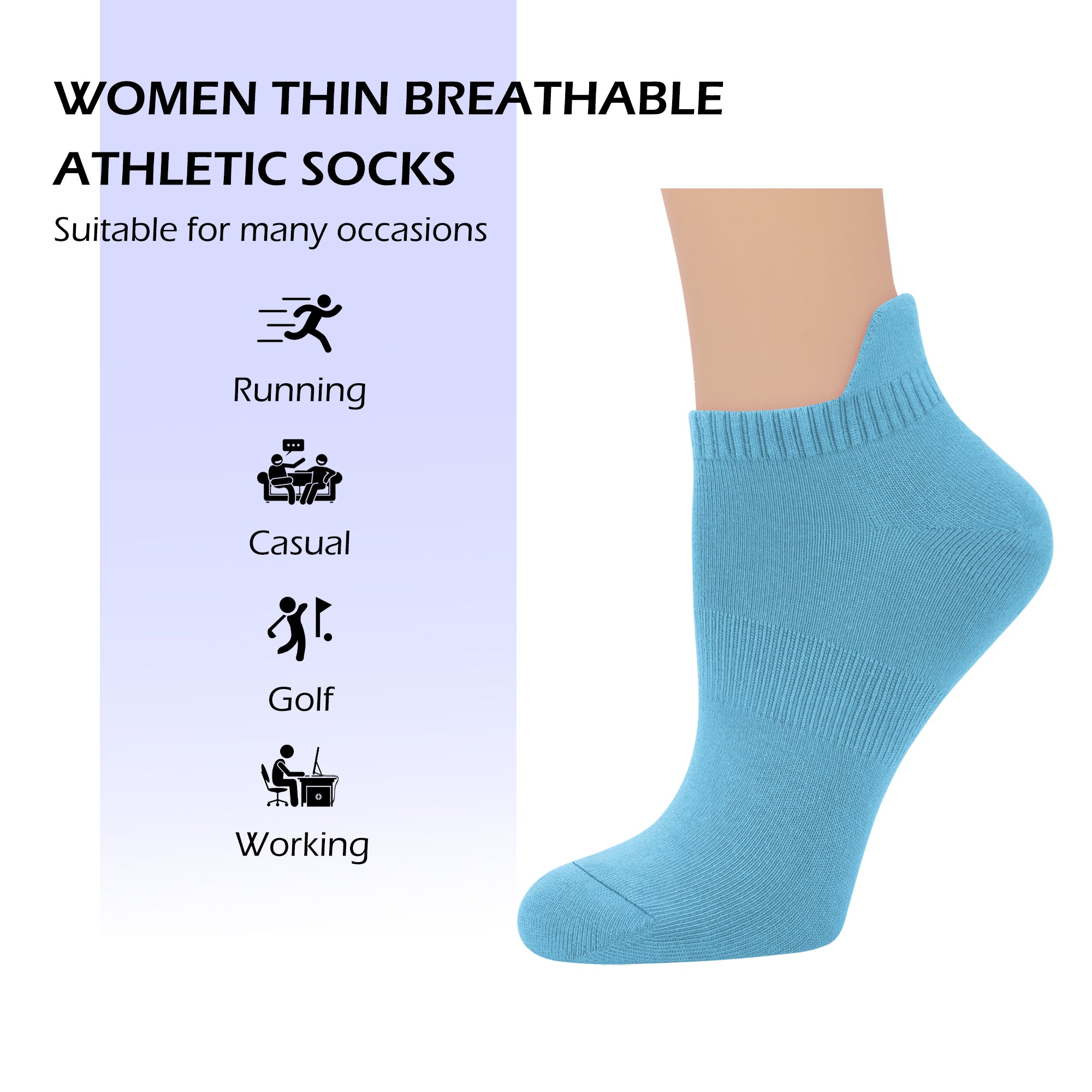 Viscose Bamboo No Show Sock Women Ankle Thin Low Cut Socks Arch Support Breathable Athletic Sock 5 Pairs