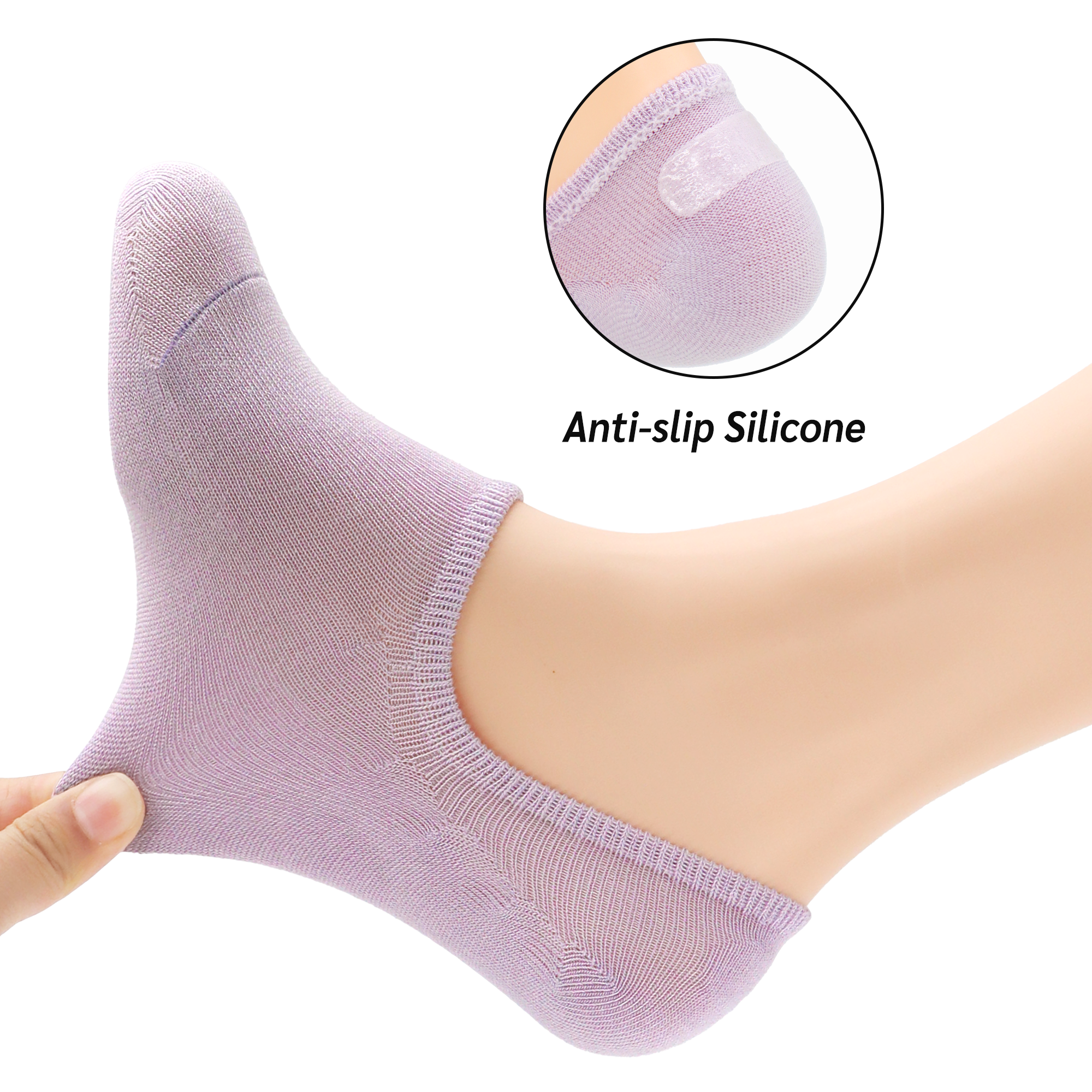 Low Cut Thin Womens Viscose Bamboo Socks No Show Invisible Non Slip with Grips Lightweight Liner Flats 6 Pairs
