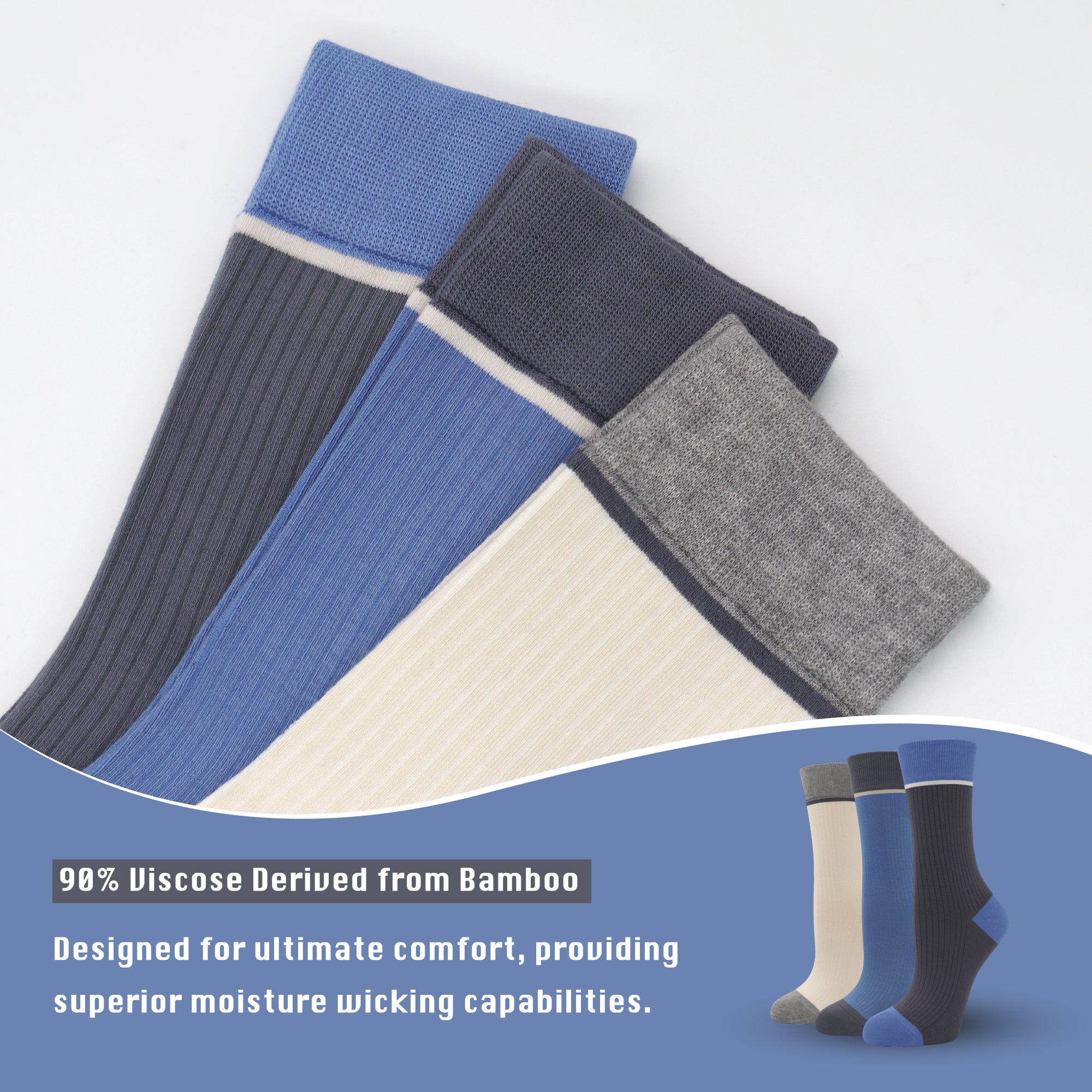 Viscose Bamboo Womens Crew Socks Dress Chic Colorblock Striped Design Retro Colorful Soft Comfort, Stylish 3 Pairs