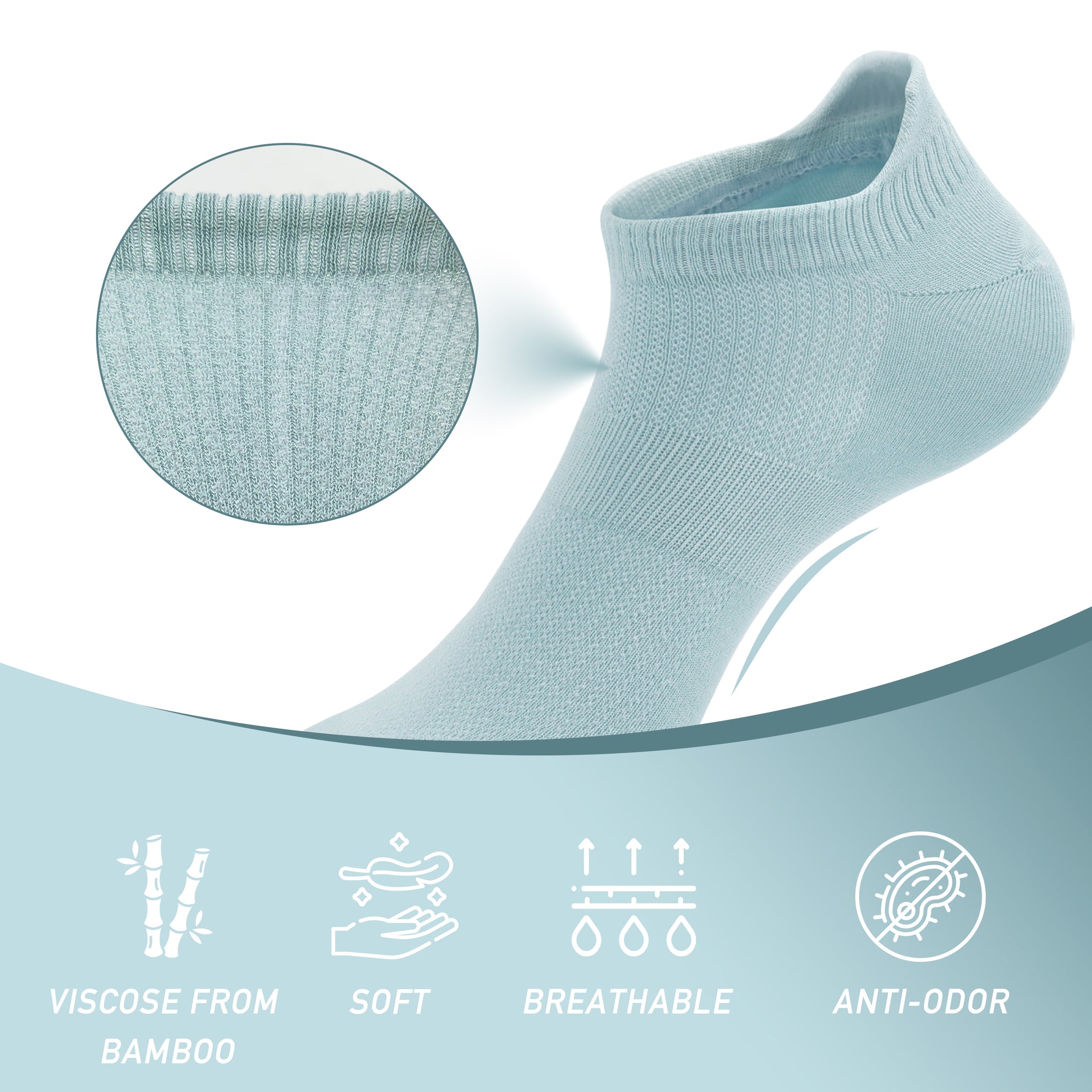 Women Ultra Thin Socks Bamboo Low Cut No Show Ventilating Low Ankle Anti Odor Arch Support Mesh Socks 5 Pairs