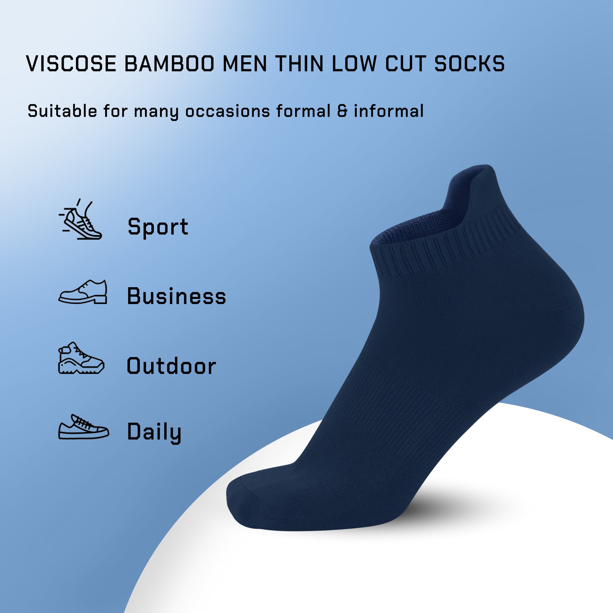 Thin Viscose Bamboo No Show Sock Men Low Cut Socks Odor Resistant Breathable Sock 5 Pairs