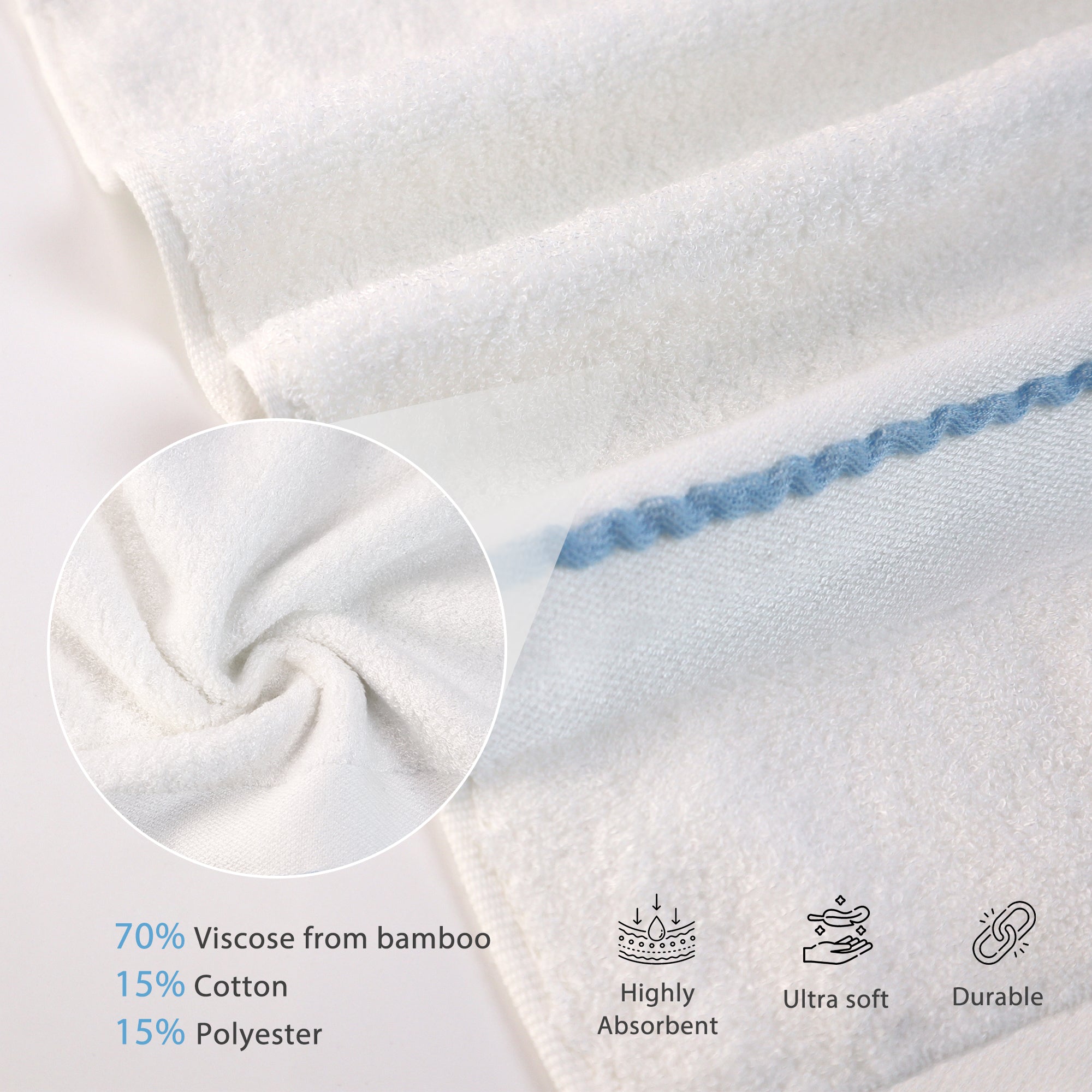 Premium Viscose Bamboo Washcloth Set - Pack of 4, 13x13 in Soft and Absorbent, Durable and Comfortable, Suitable for Body & Face, Baby and Adults