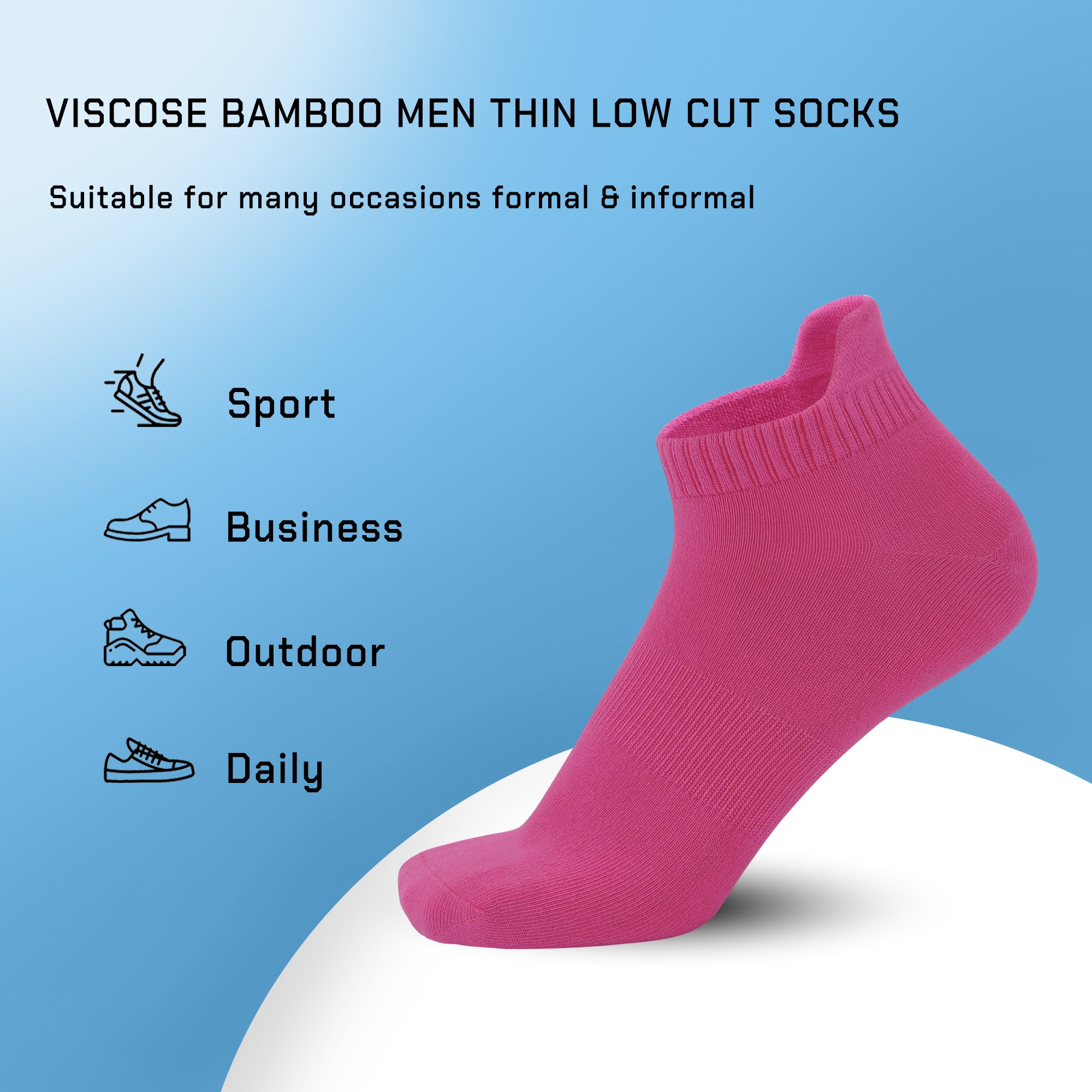 Thin Viscose Bamboo No Show Sock Men Low Cut Socks Odor Resistant Breathable Sock 5 Pairs
