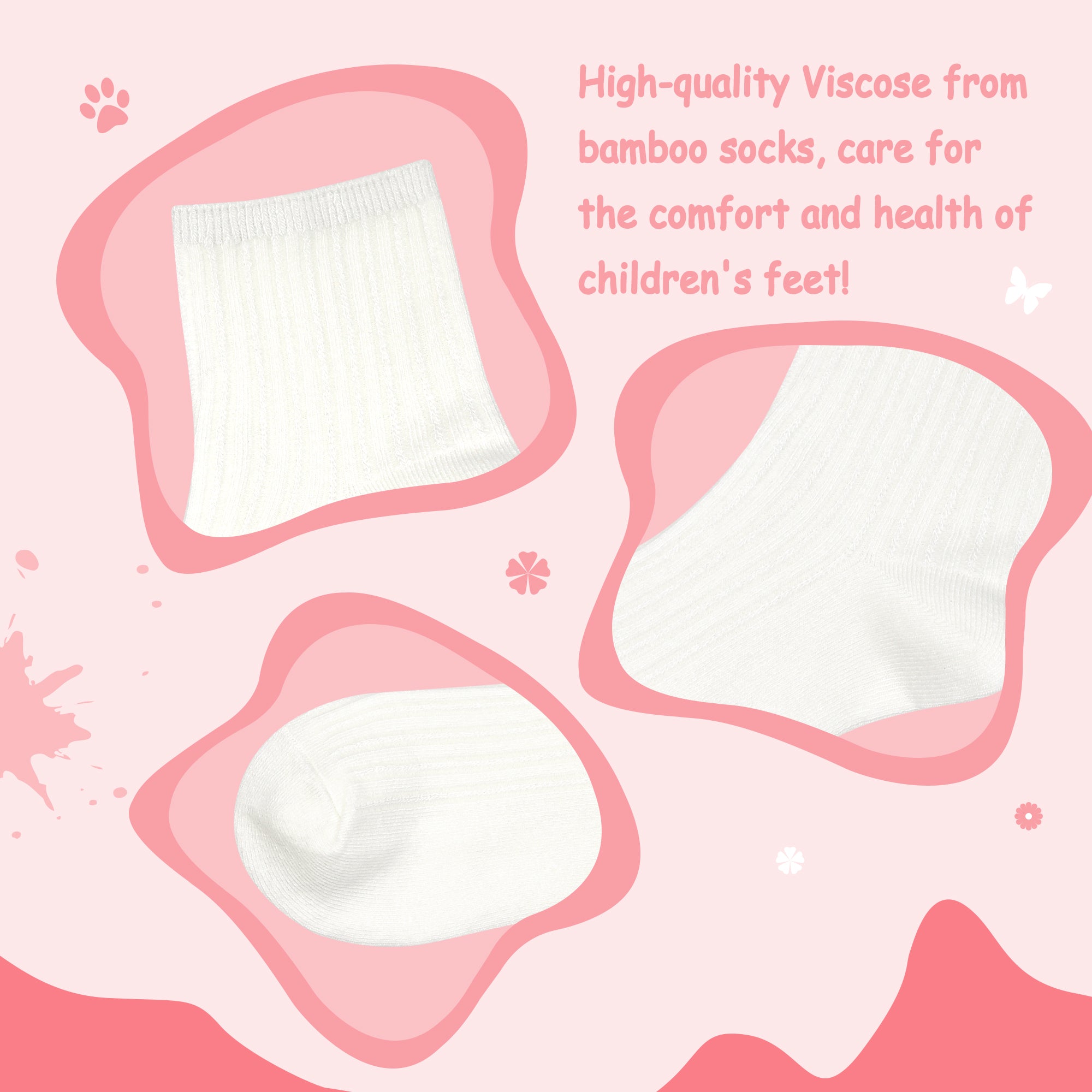 Bamboo Stretch Kids Ankle Sochool Kids Crew Socks Breathable Boy Girl 5 Pairs