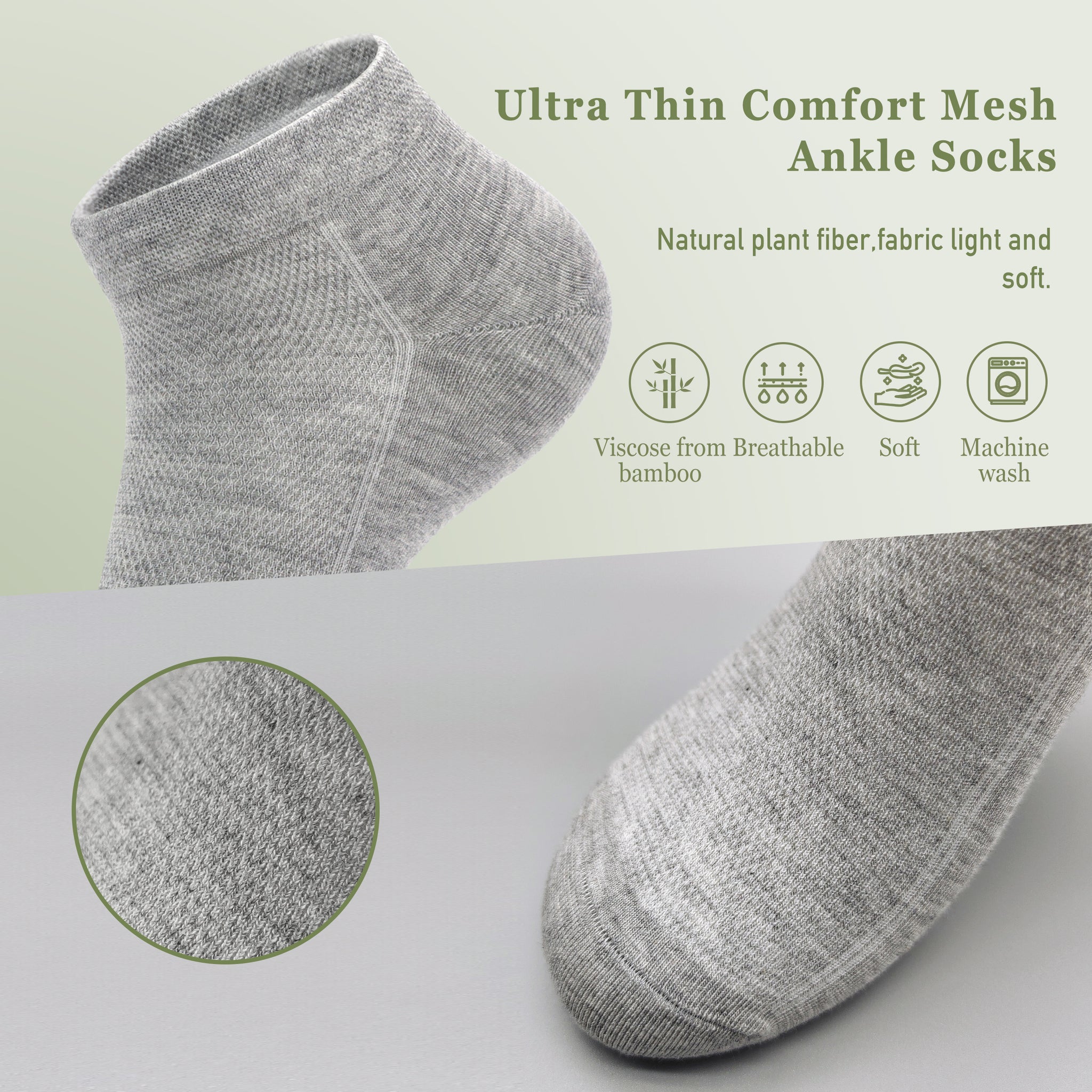 Women Mesh Ankle Socks Bamboo Summer Cool Socks Soft Ultra Thin Low Cut Sock 5 Pairs,4-8/9-11