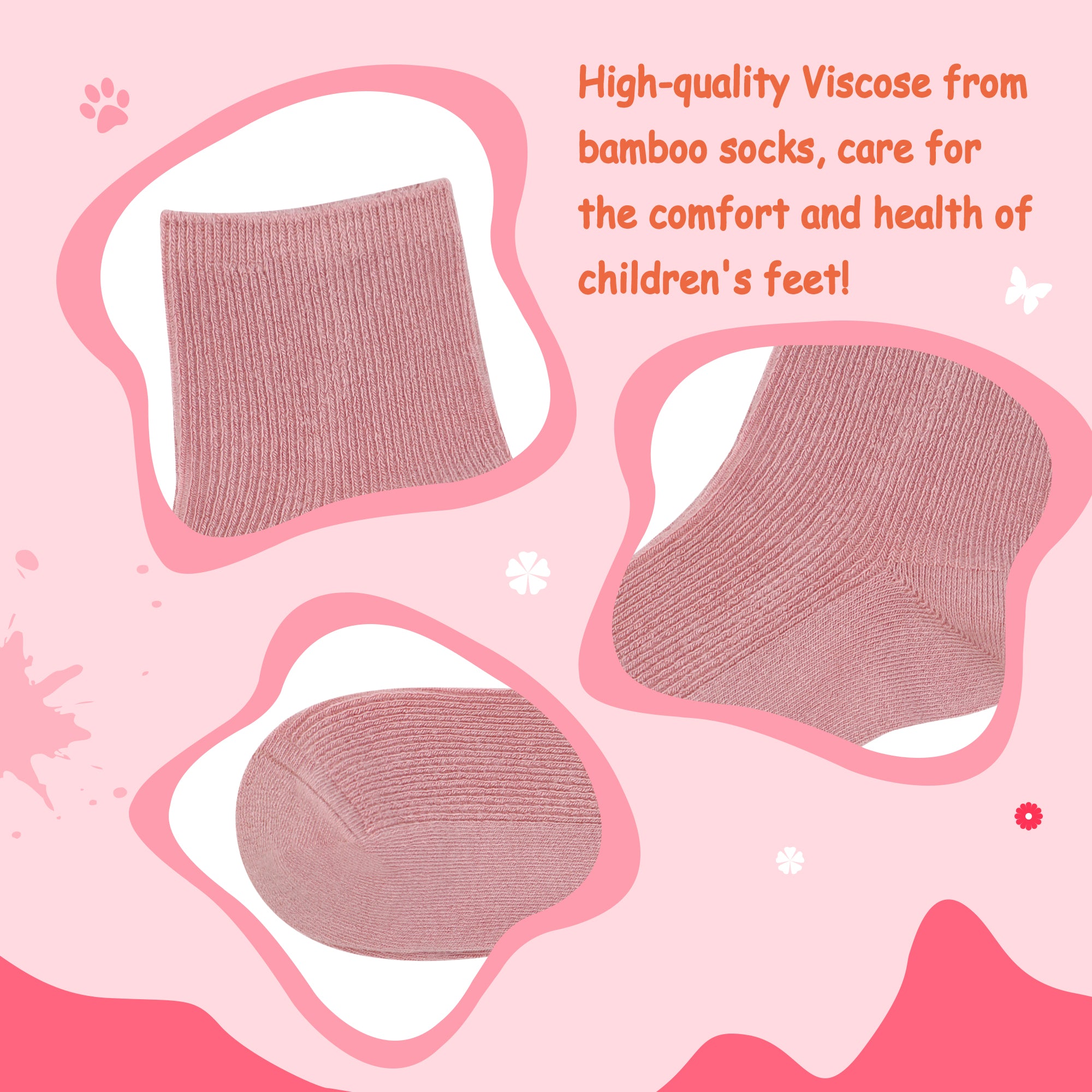 Bamboo Stretch Kids Ankle Sochool Kids Crew Socks Breathable Boy Girl 5 Pairs