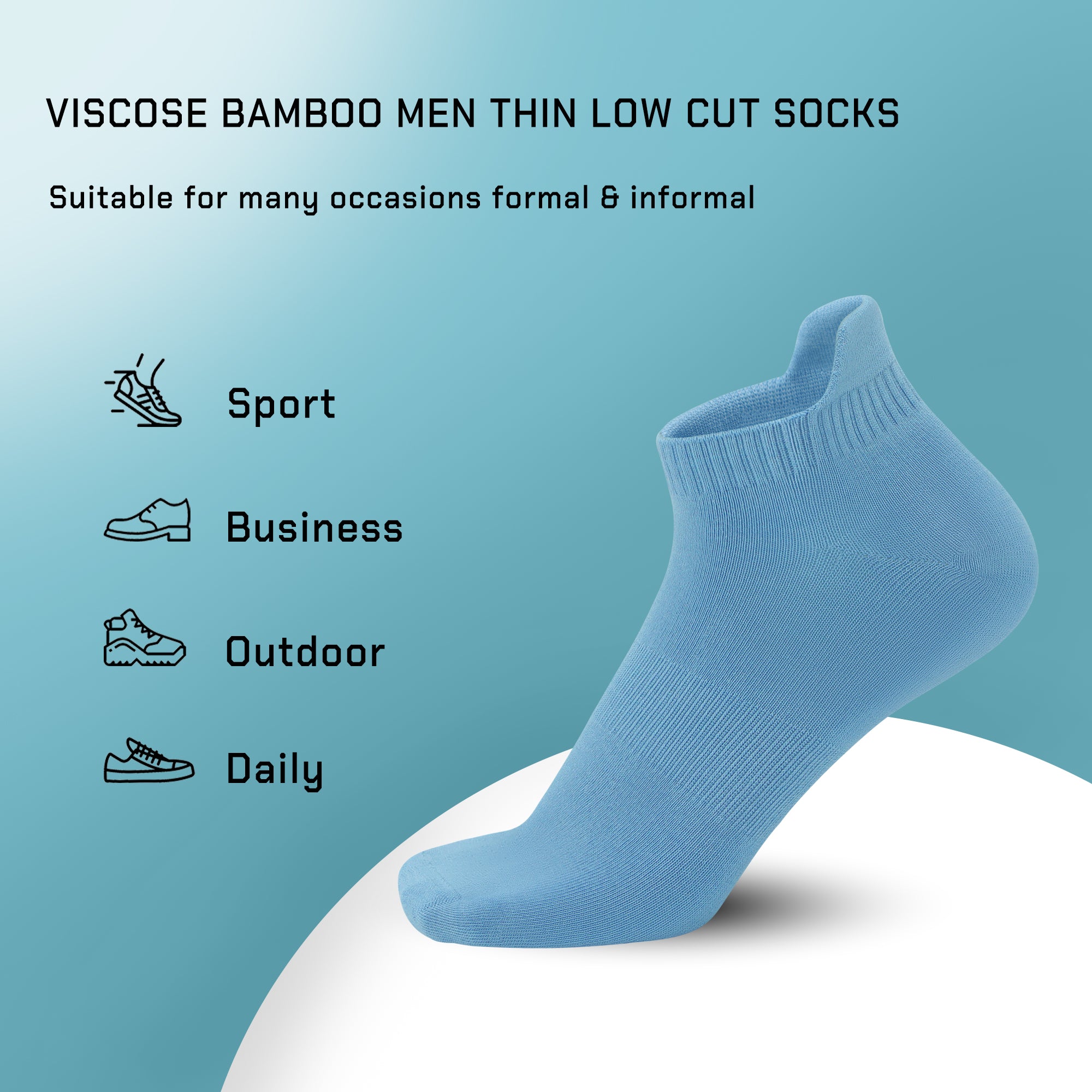 Thin Viscose Bamboo No Show Sock Men Low Cut Socks Odor Resistant Breathable Sock 5 Pairs