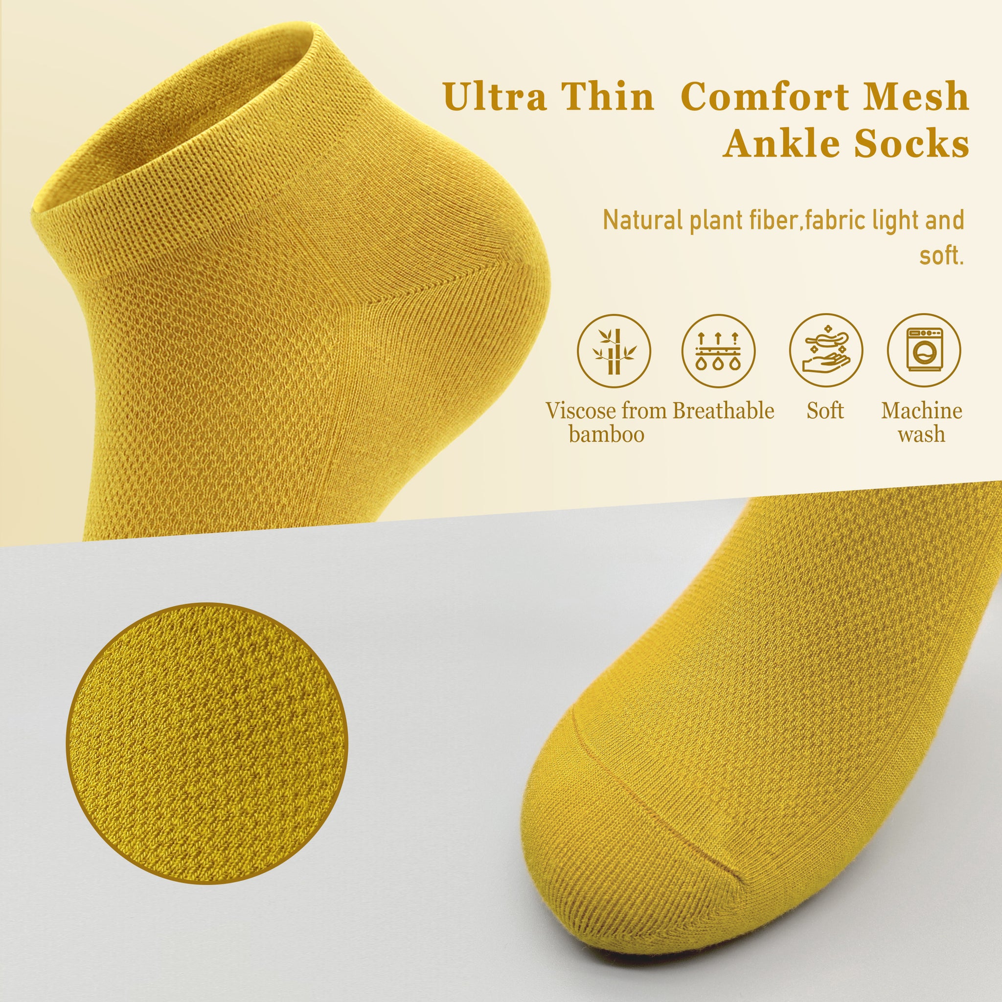 Women Mesh Ankle Socks Bamboo Summer Cool Socks Soft Ultra Thin Low Cut Sock 5 Pairs, 4-8/9-11