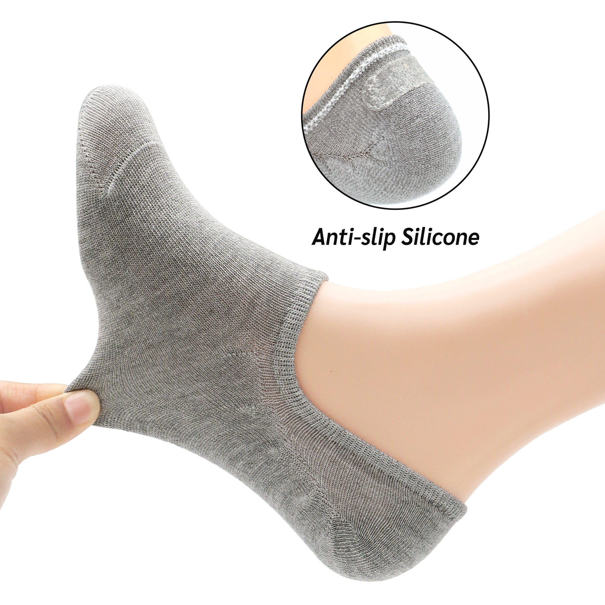 Low Cut Thin Womens Viscose Bamboo Socks No Show Invisible Non Slip with Grips Lightweight Liner Flats 6 Pairs