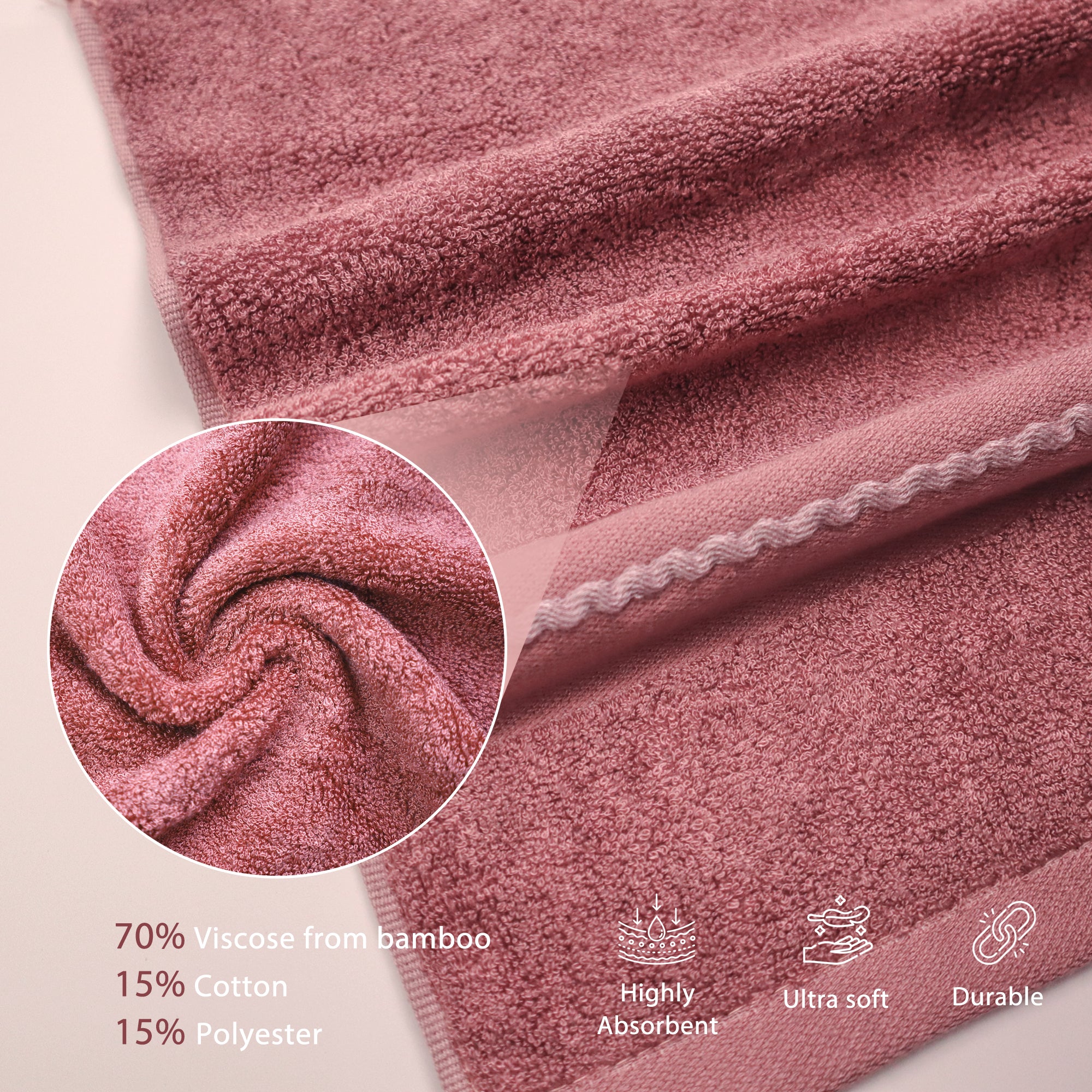 Premium Viscose Bamboo Washcloth Set - Pack of 4, 13x13 in Soft and Absorbent, Durable and Comfortable, Suitable for Body & Face, Baby and Adults