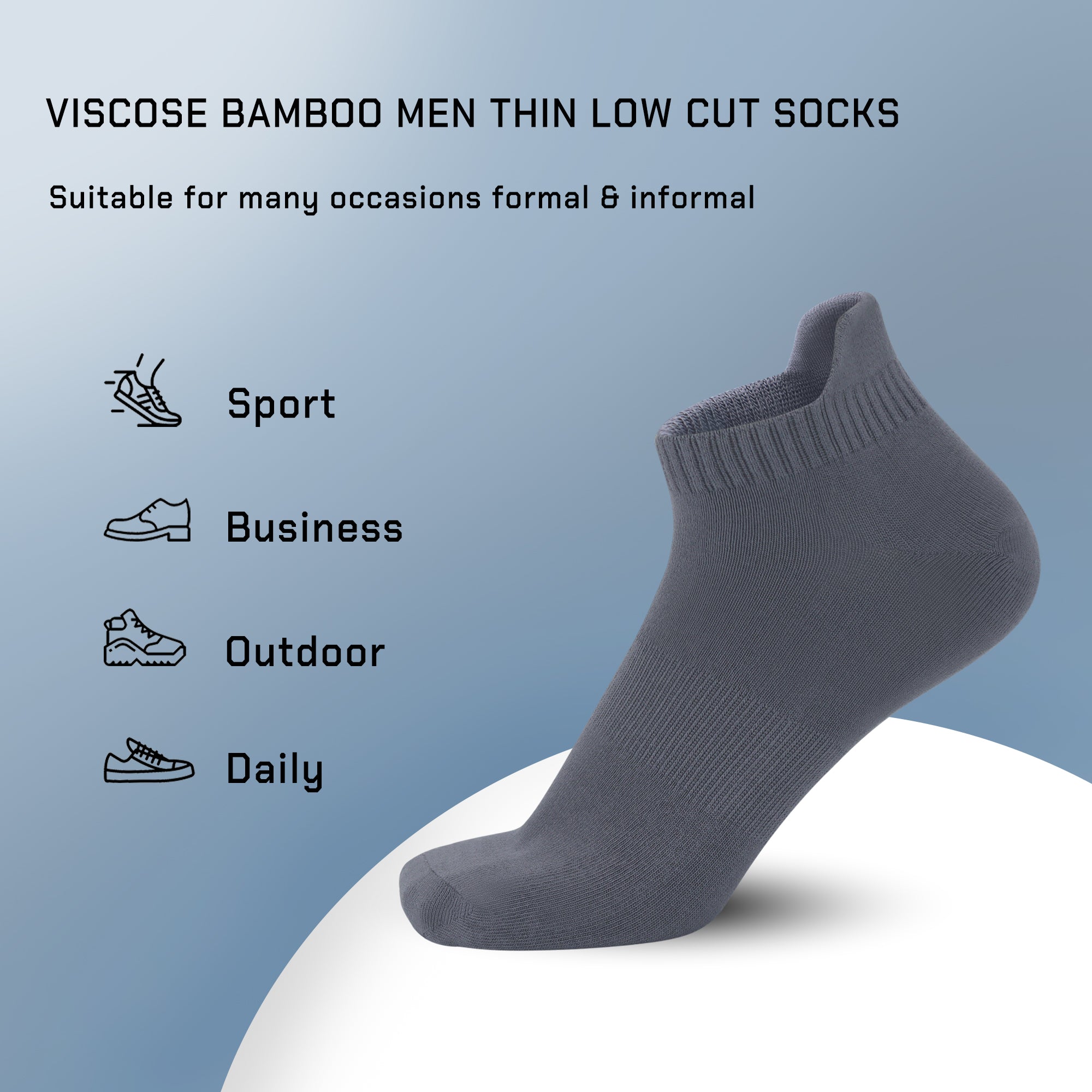 Thin Viscose Bamboo No Show Sock Men Low Cut Socks Odor Resistant Breathable Sock 5 Pairs