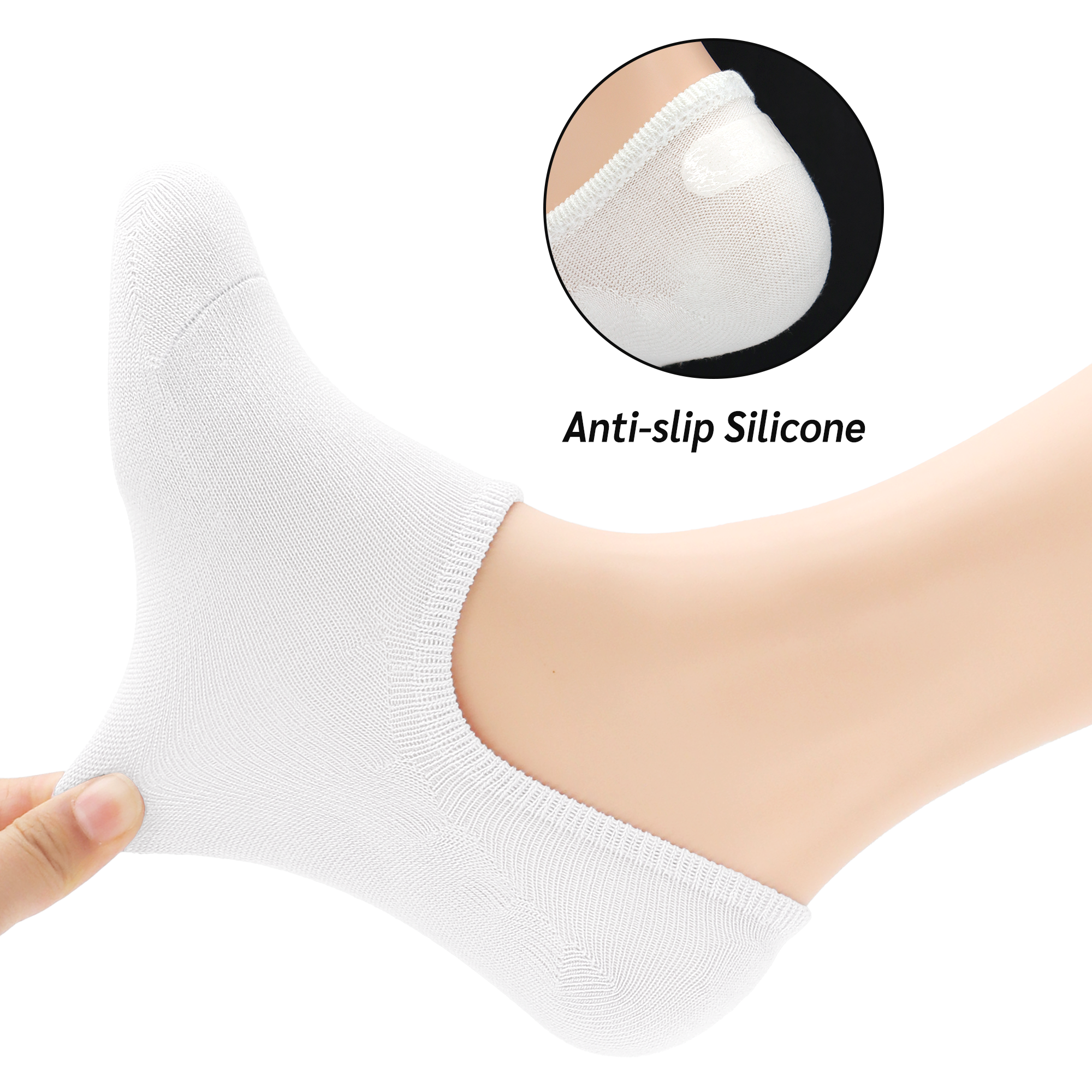 Low Cut Thin Womens Viscose Bamboo Socks No Show Invisible Non Slip with Grips Lightweight Liner Flats 6 Pairs