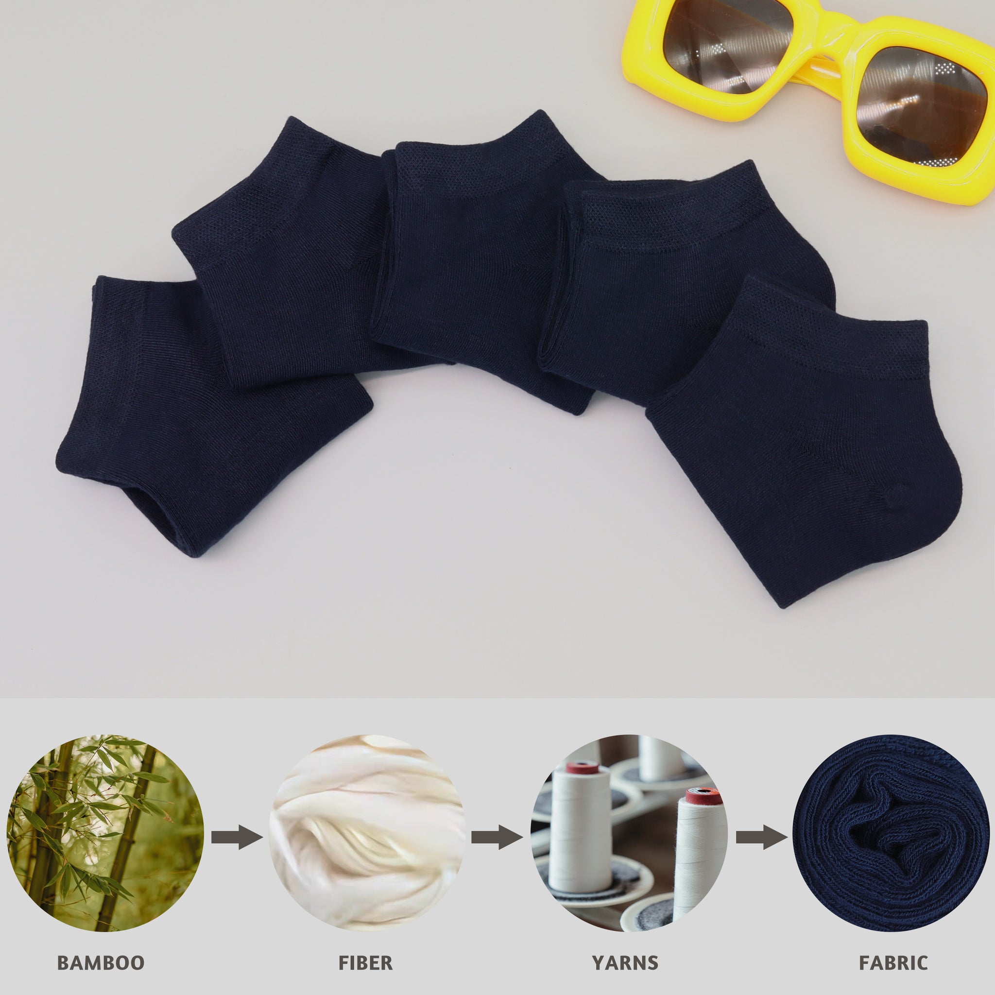 Bamboo School Socks Ankle Super Soft School Kids Socks Stretch Cuffs Athletic Socks Odor Resistant Anti-odor 5 Pairs
