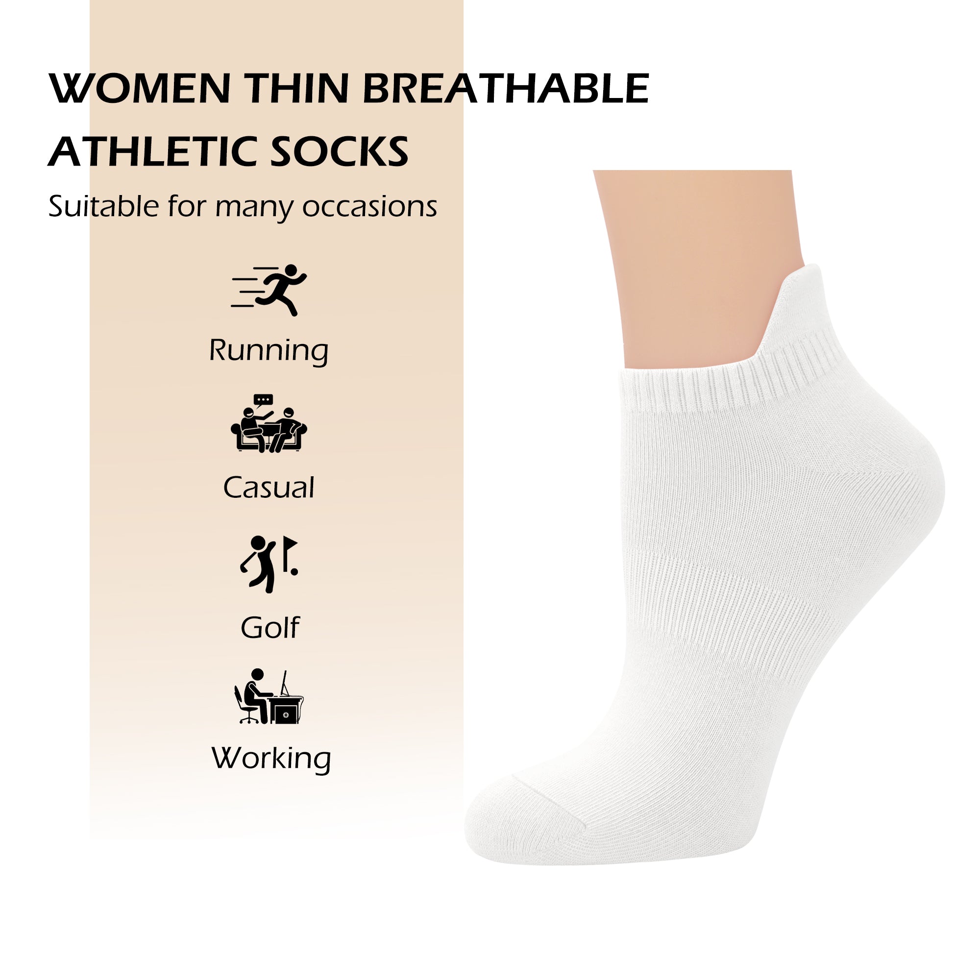 Viscose Bamboo No Show Sock Women Ankle Thin Low Cut Socks Arch Support Breathable Athletic Sock 5 Pairs