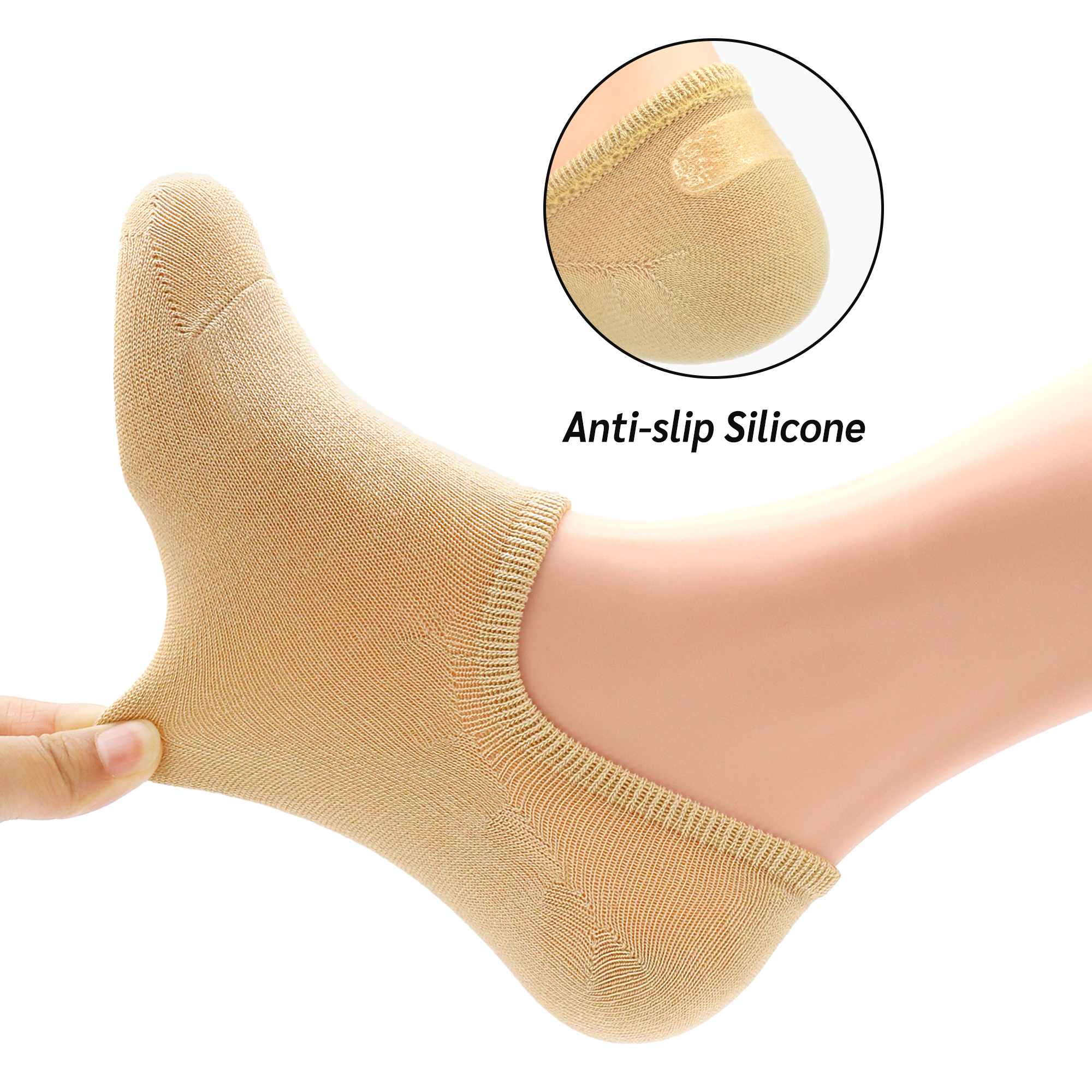 Low Cut Thin Womens Viscose Bamboo Socks No Show Invisible Non Slip with Grips Lightweight Liner Flats 6 Pairs