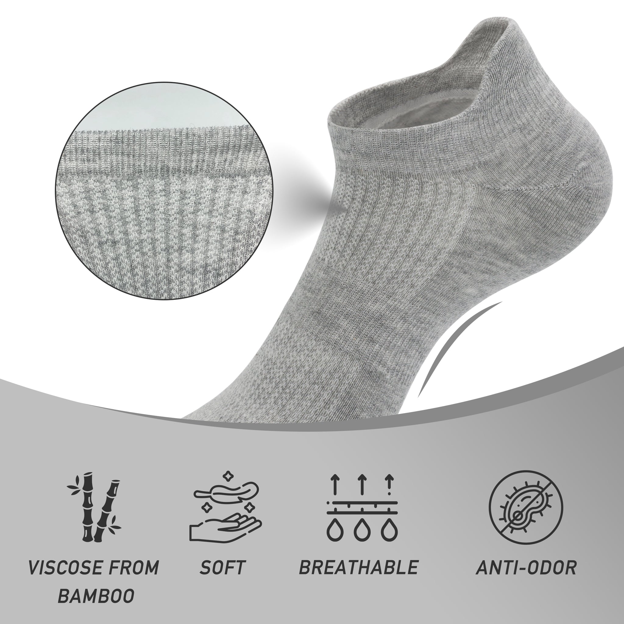 Women Ultra Thin Socks Bamboo Low Cut No Show Ventilating Low Ankle Anti Odor Arch Support Mesh Socks 5 Pairs